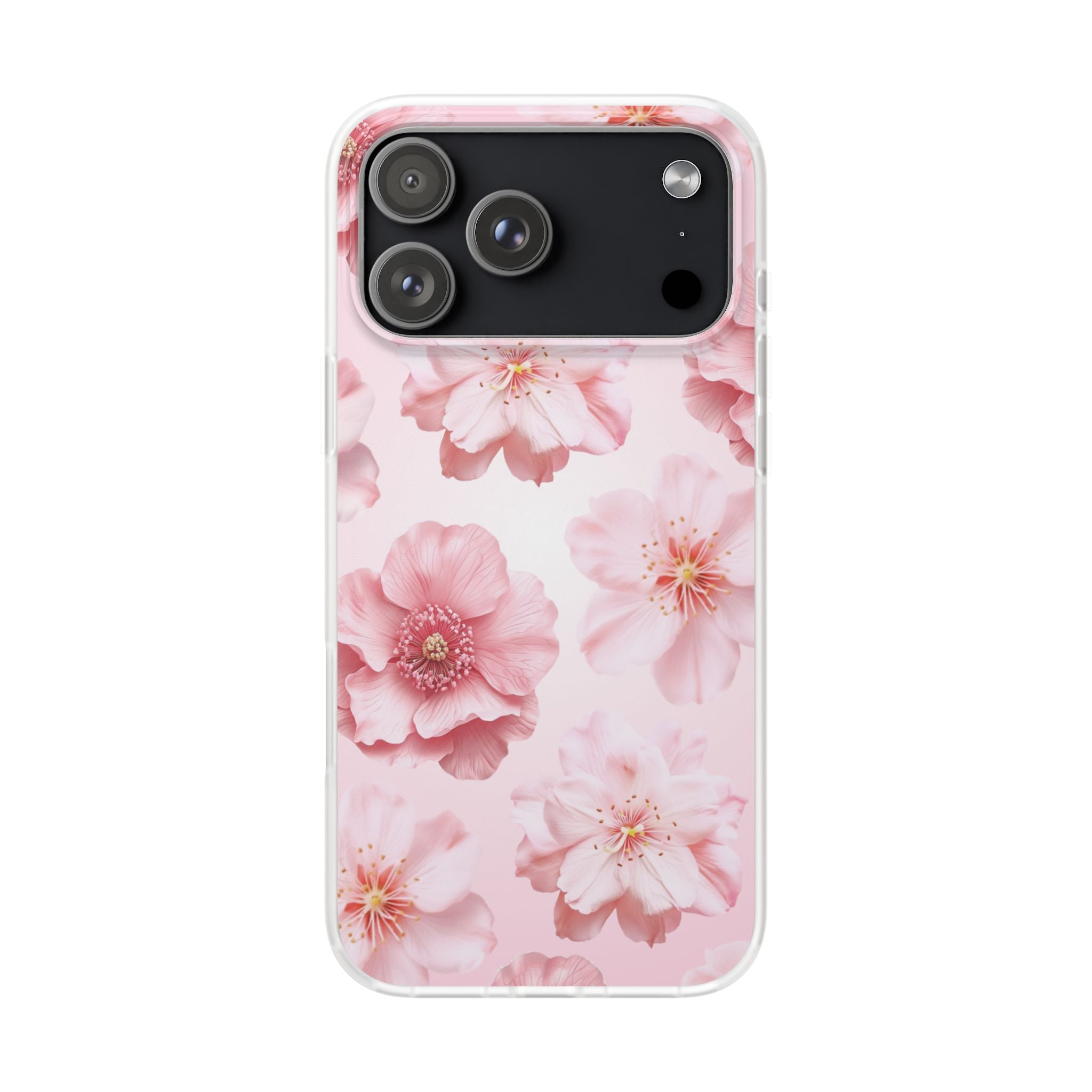 Pink Cherry Blossom Phone Case — Floral Slim Flexi Case for iPhone