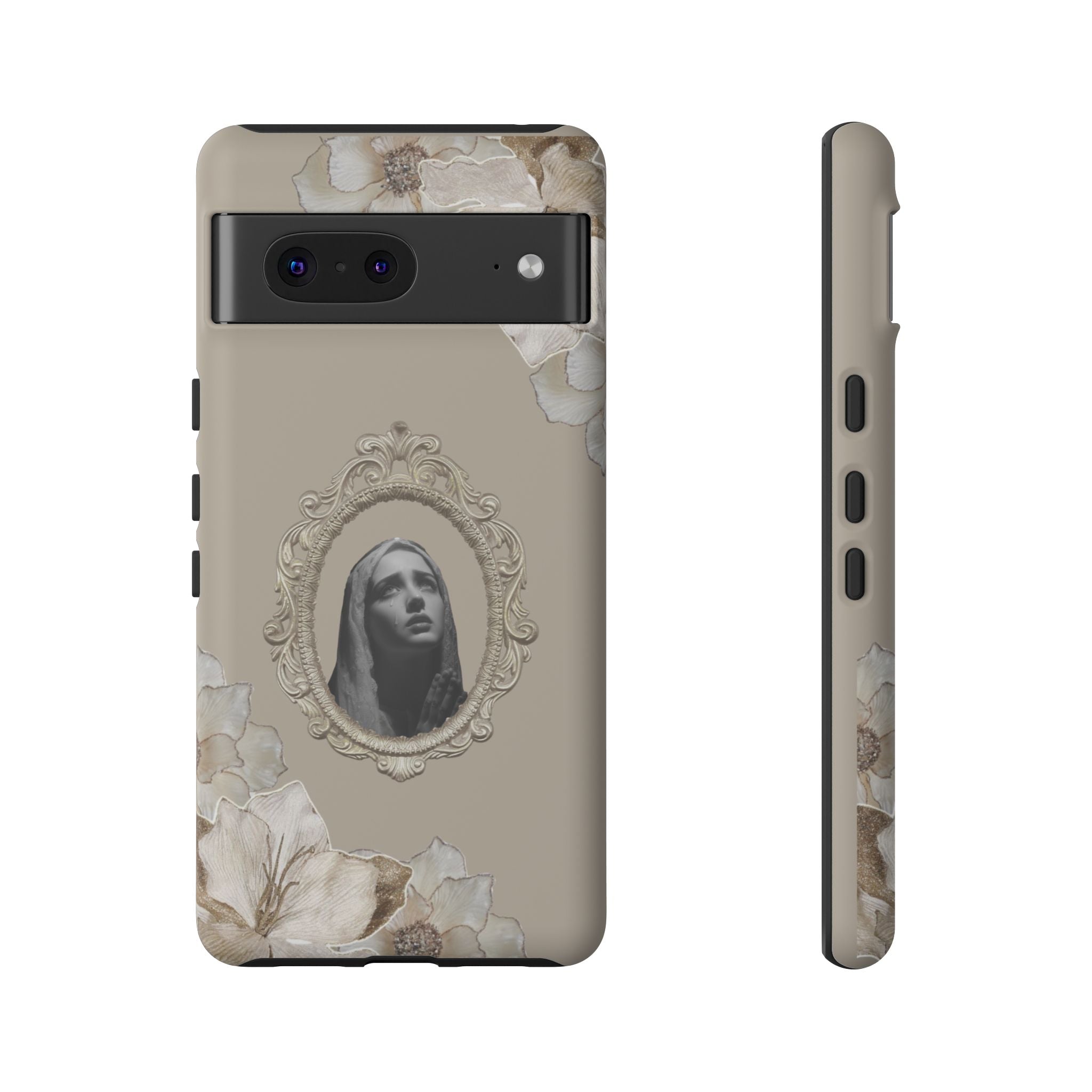 Vintage Floral Phone Case with Sacred Madonna Portrait