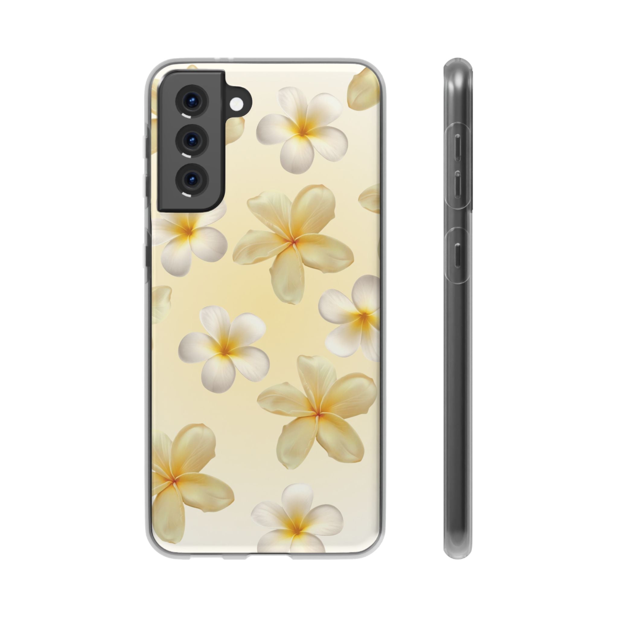 Plumeria Floral Flexi Phone Case — Tropical Yellow Flower Protective Cover
