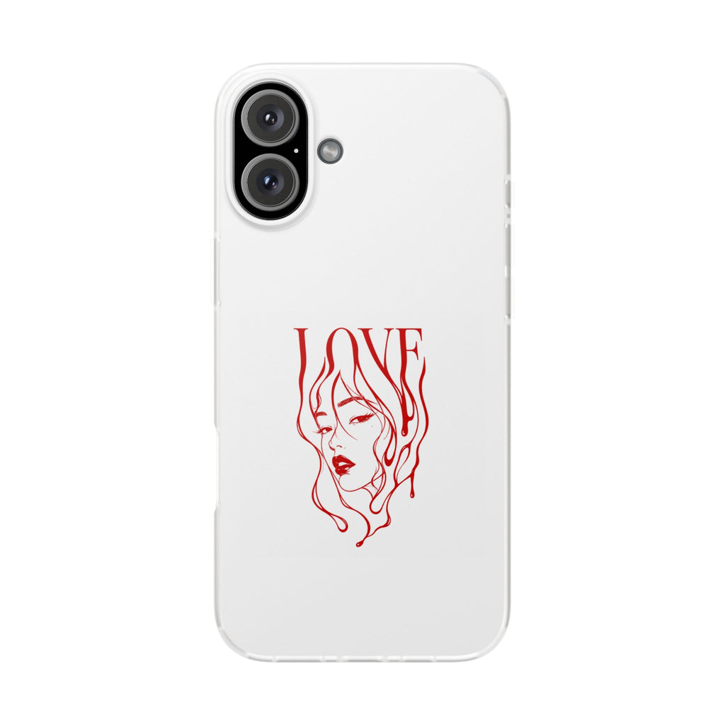 Red Line Art 'LOVE'  Face Design - Flexi Case