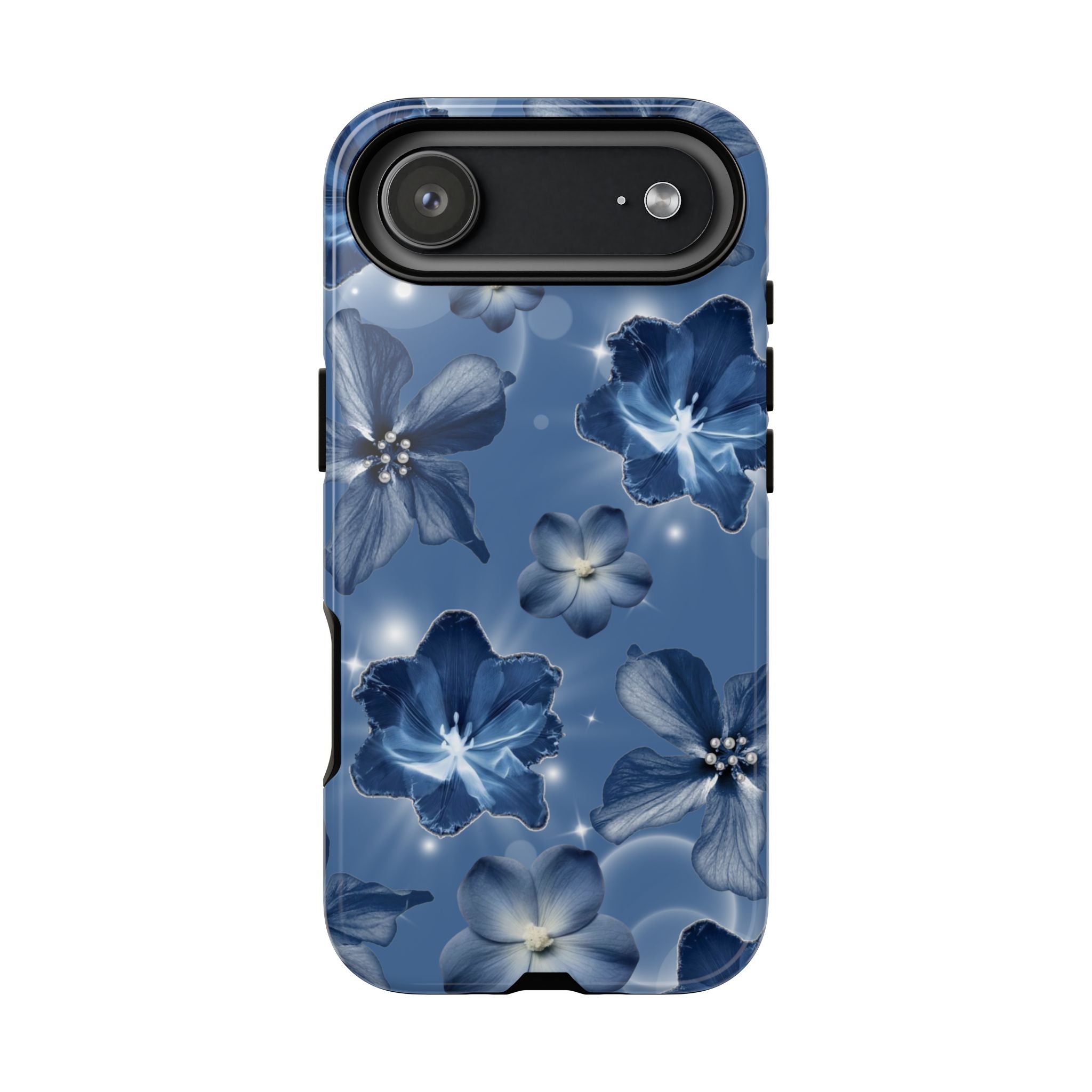 Blue Floral Tough Phone Case — Protective Blossom Design