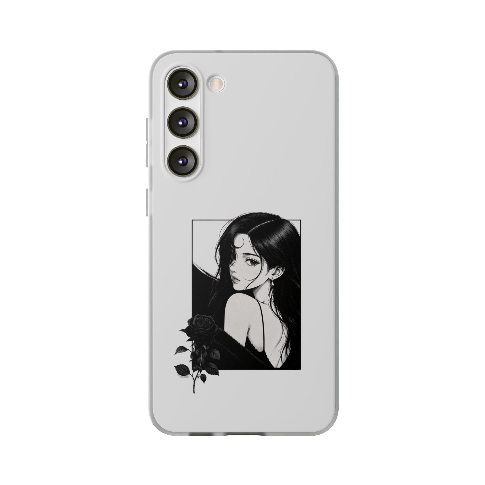 Anime Girl Noir Black Rose Illustration Flexi Case