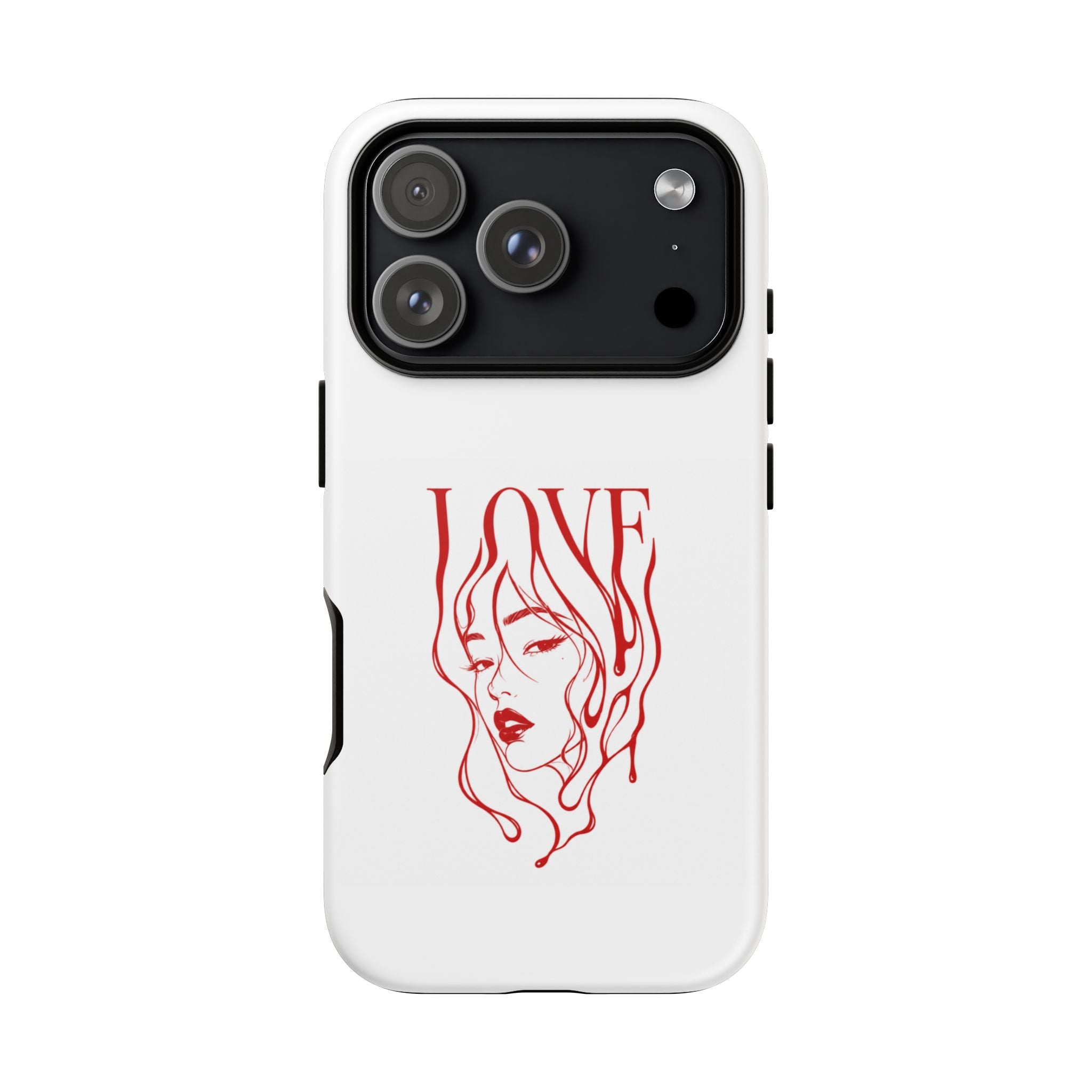 Red Line Art 'Love' Face Design - Tough Case