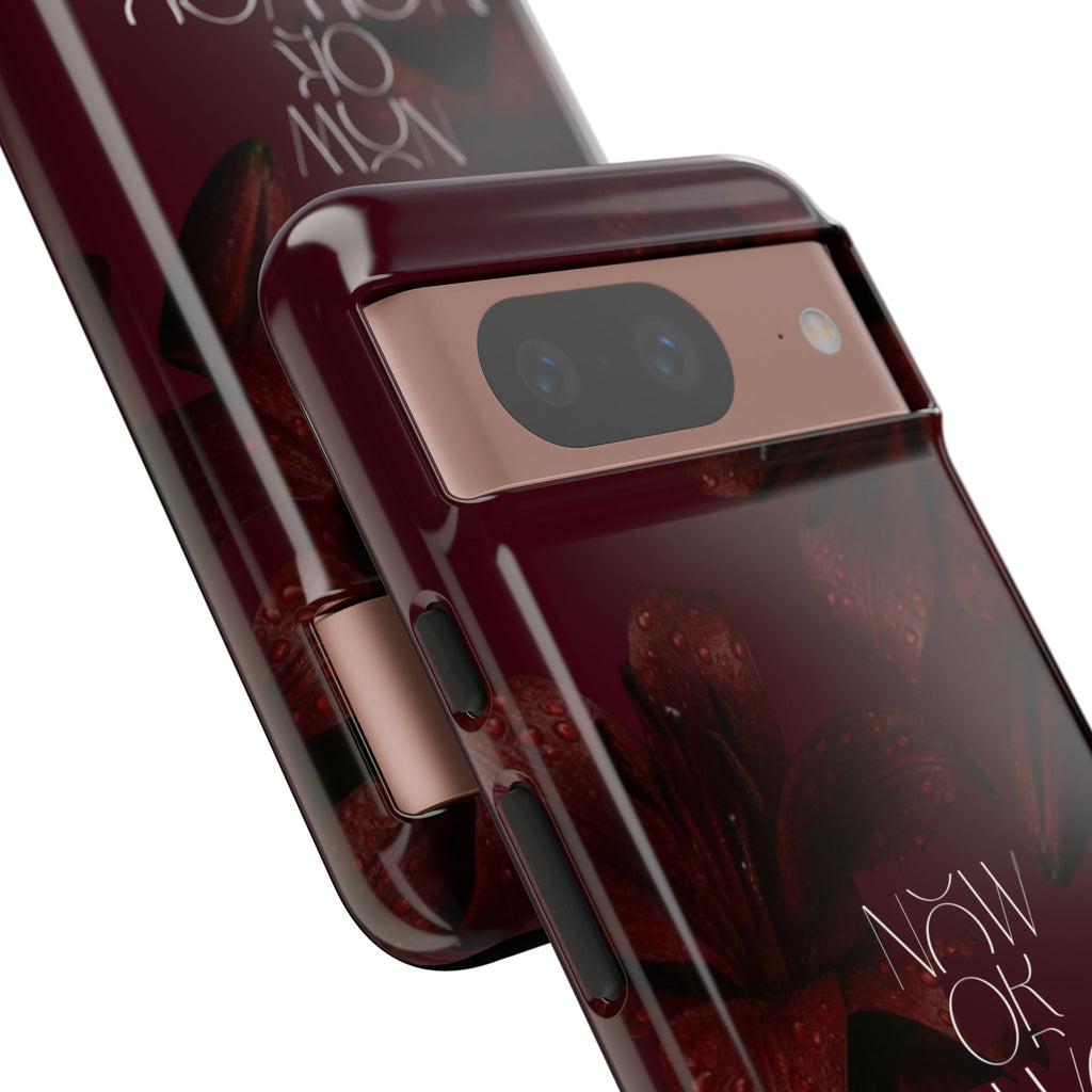 Tough Cases – Burgundy Floral “Now or Never” Protective Phone Case