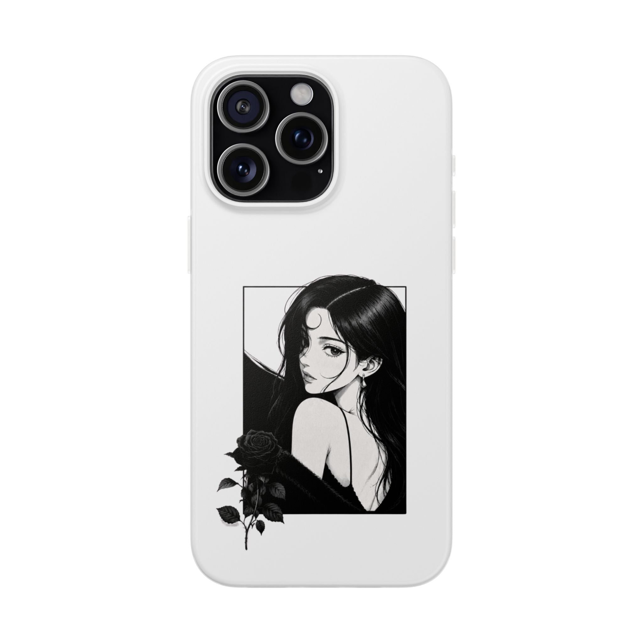 Anime Girl Noir Black Rose Illustration Flexi Case