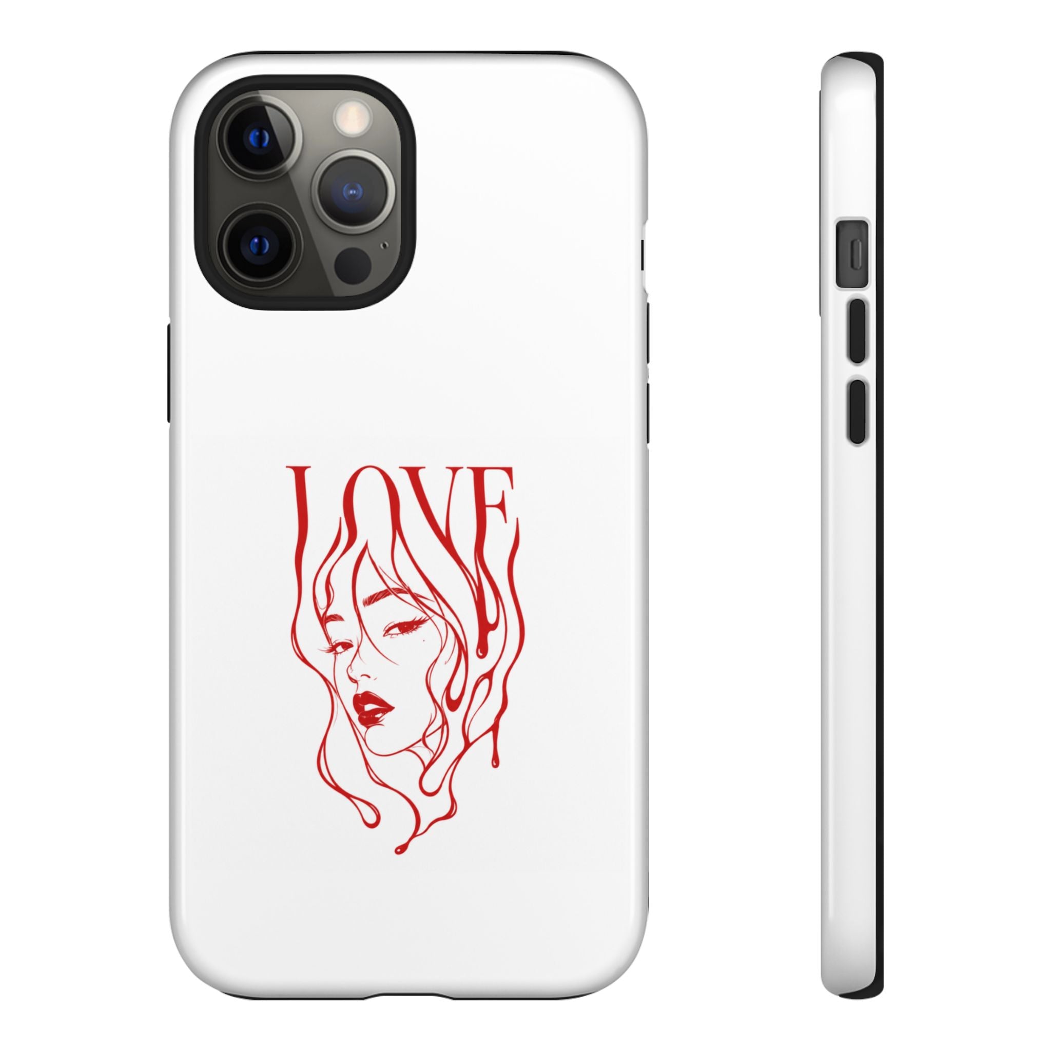 Red Line Art 'Love' Face Design - Tough Case