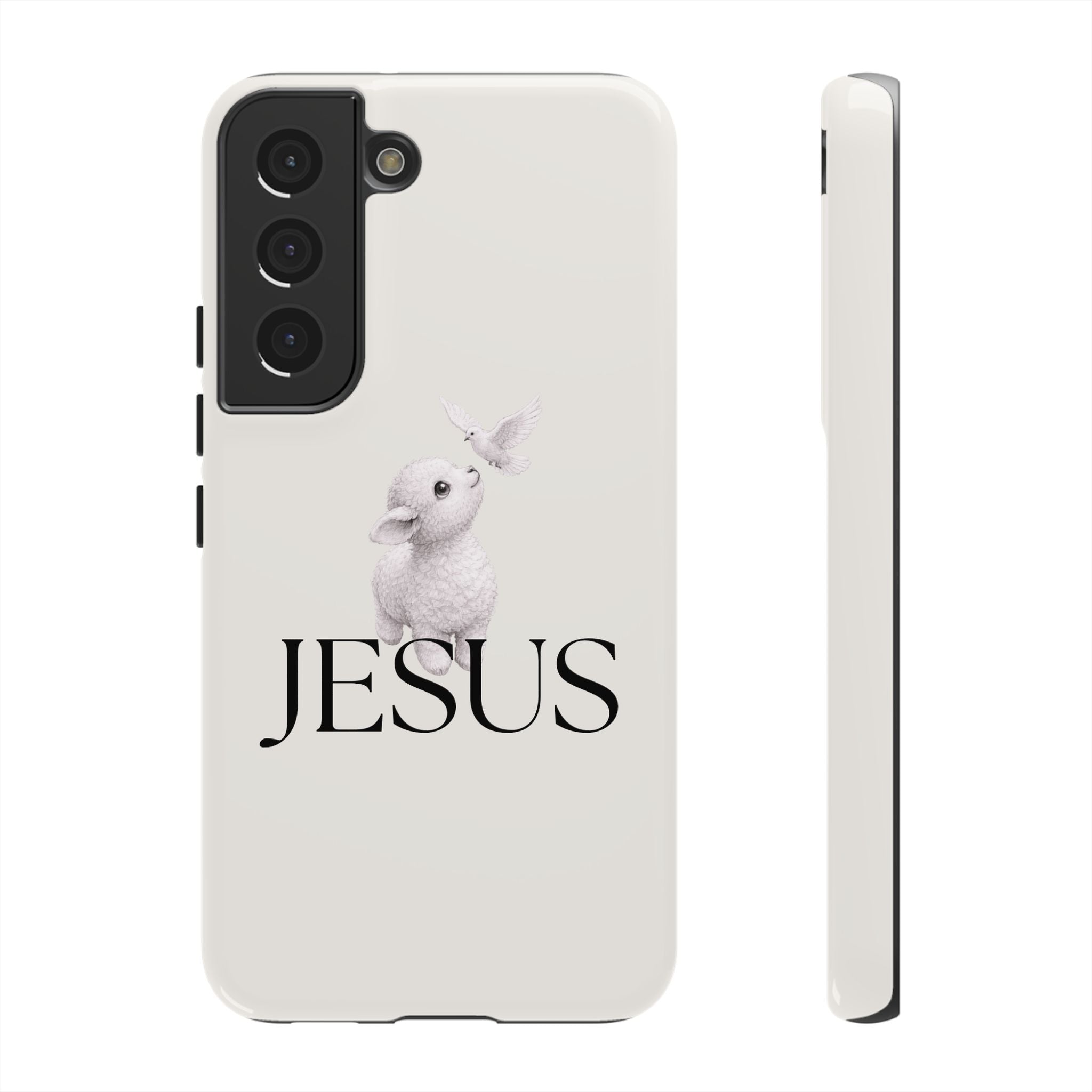 Jesus Lamb Phone Case - Christian Faith iPhone Case with Dove Design