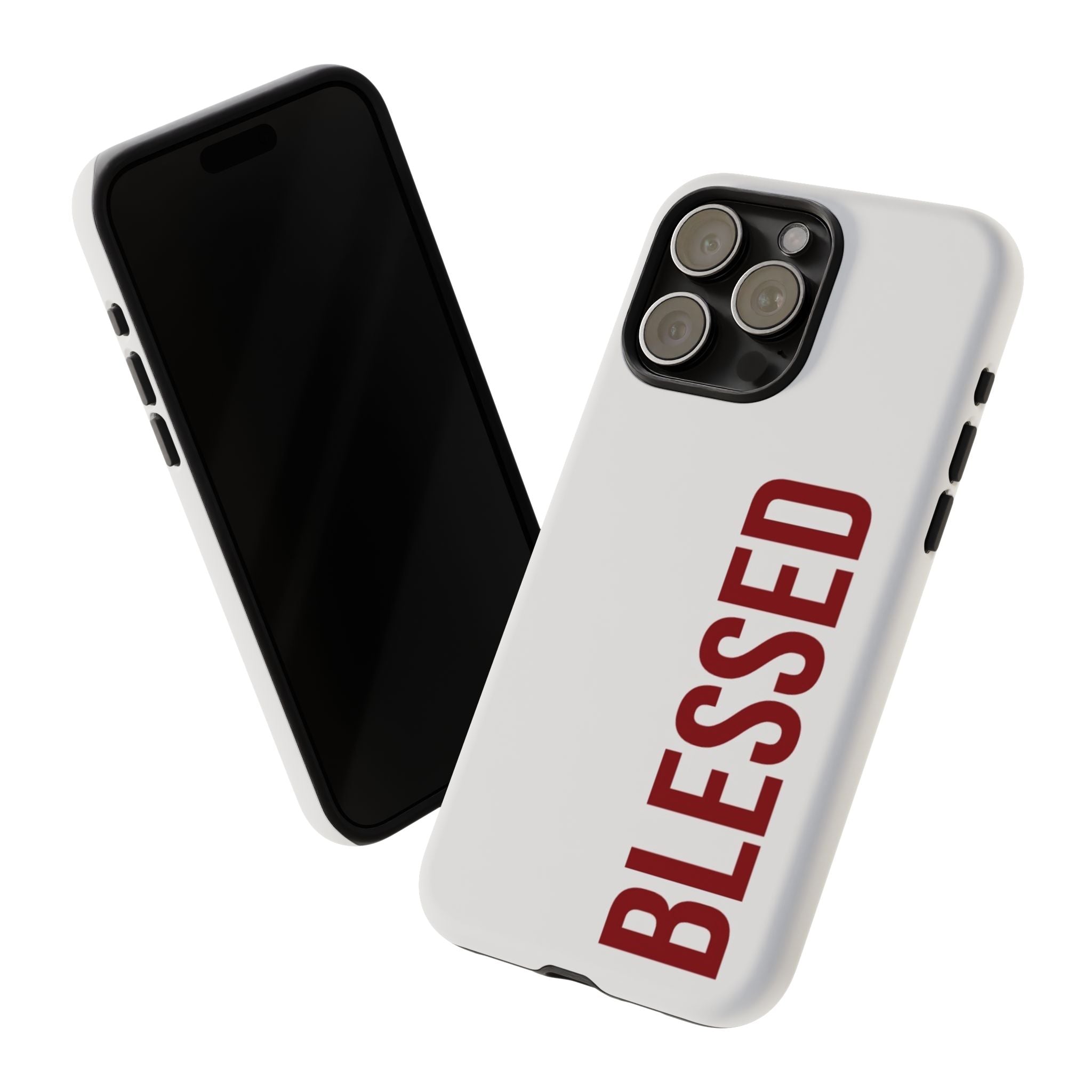 Blessed Vertical Phone Case — Protective Slim iPhone Cover with Red 'BLESSED' Text