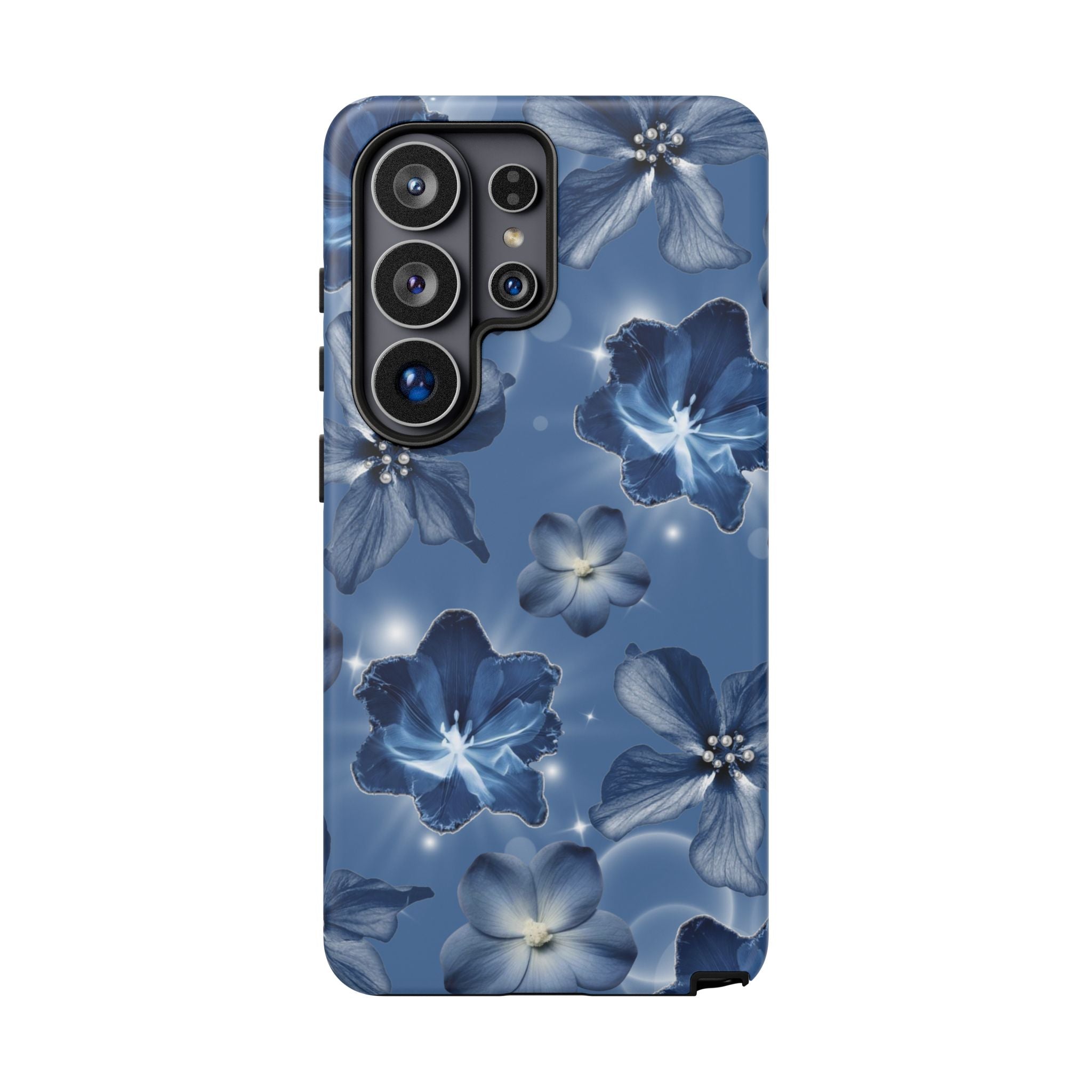 Blue Floral Tough Phone Case — Protective Blossom Design