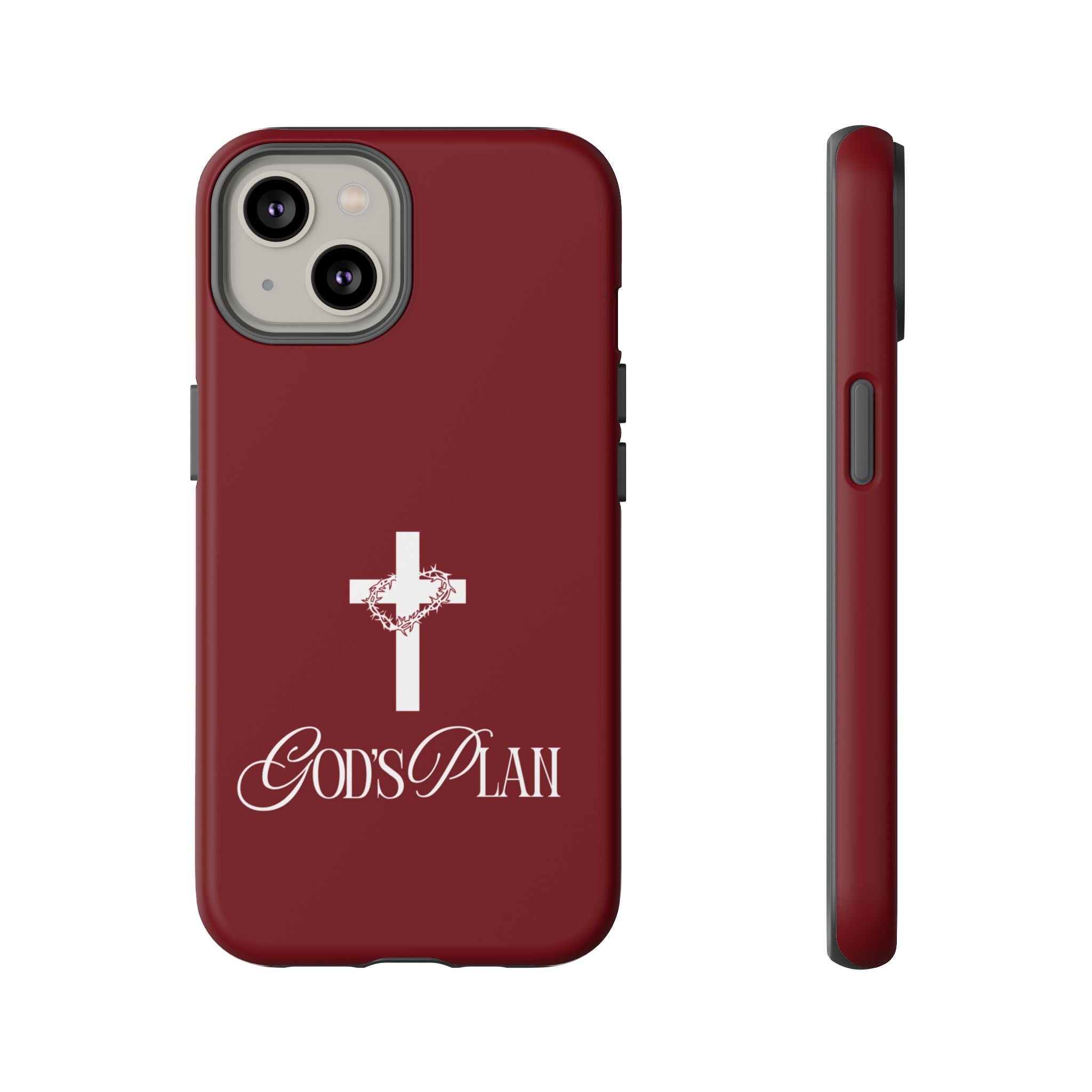 God's Plan — Christian Tough Phone Case | Cross Faith Burgundy Cover