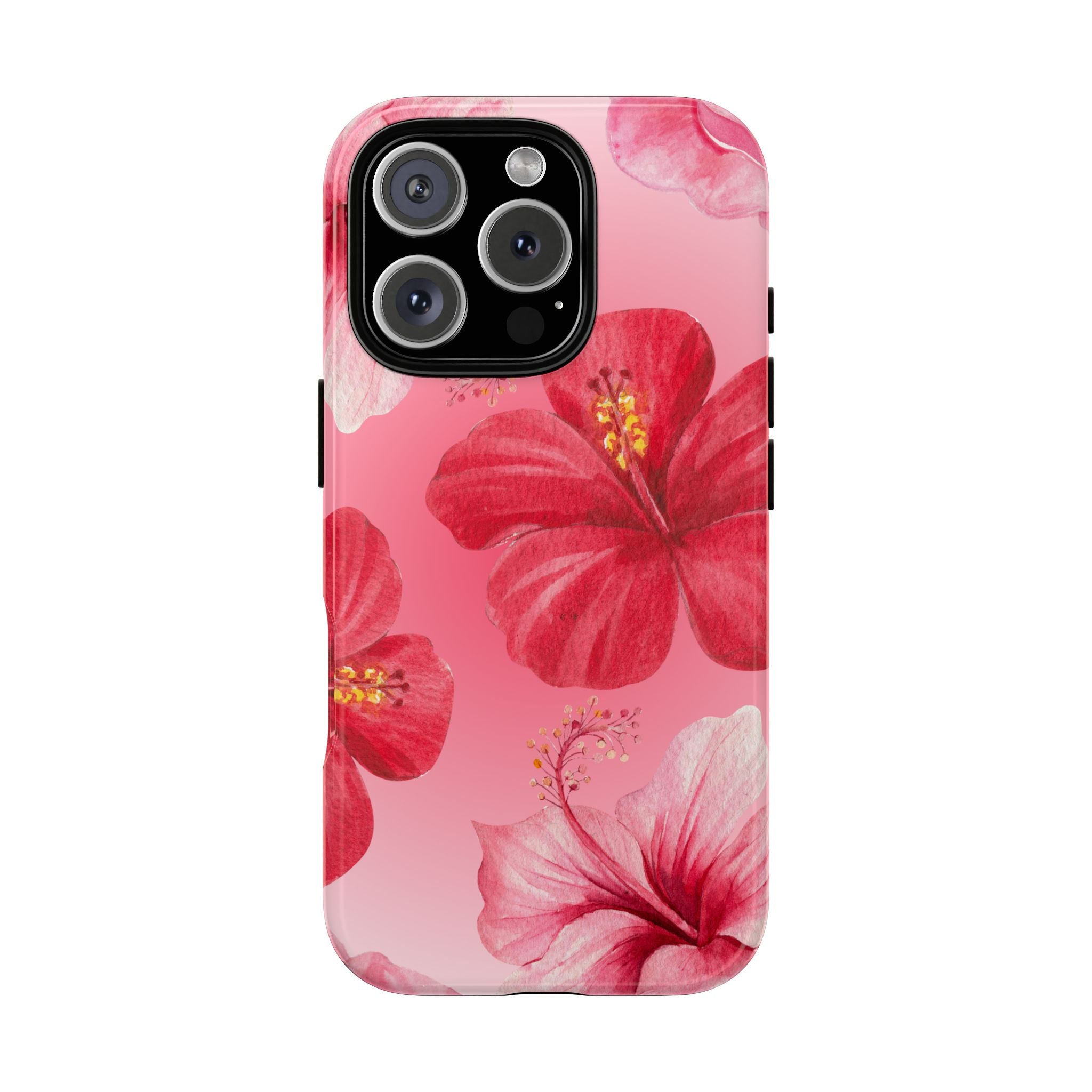 Hibiscus Pink Tough Phone Case — Floral Tropical Protective Cover