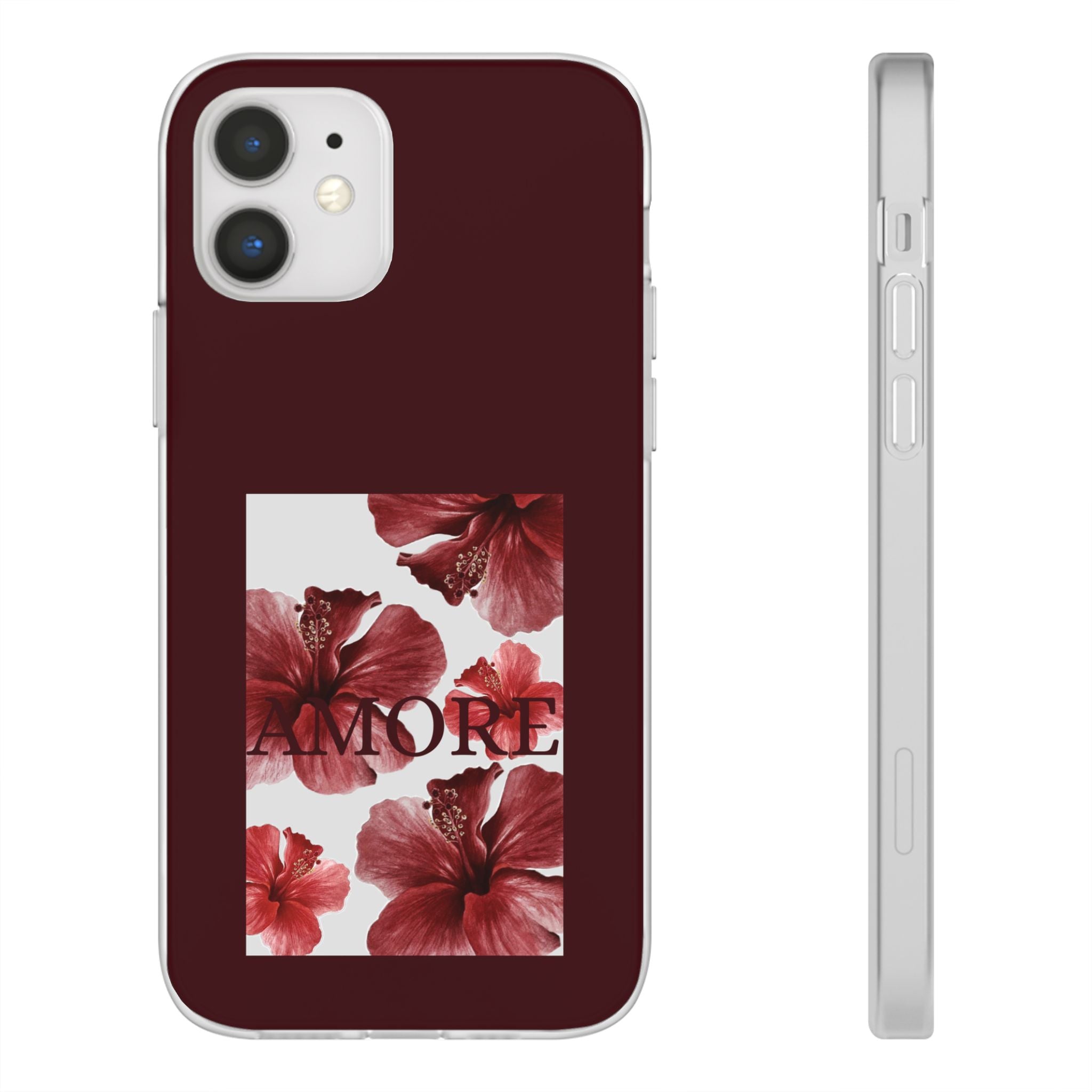 Floral Amore Phone Case — Burgundy Hibiscus Flexible Protection