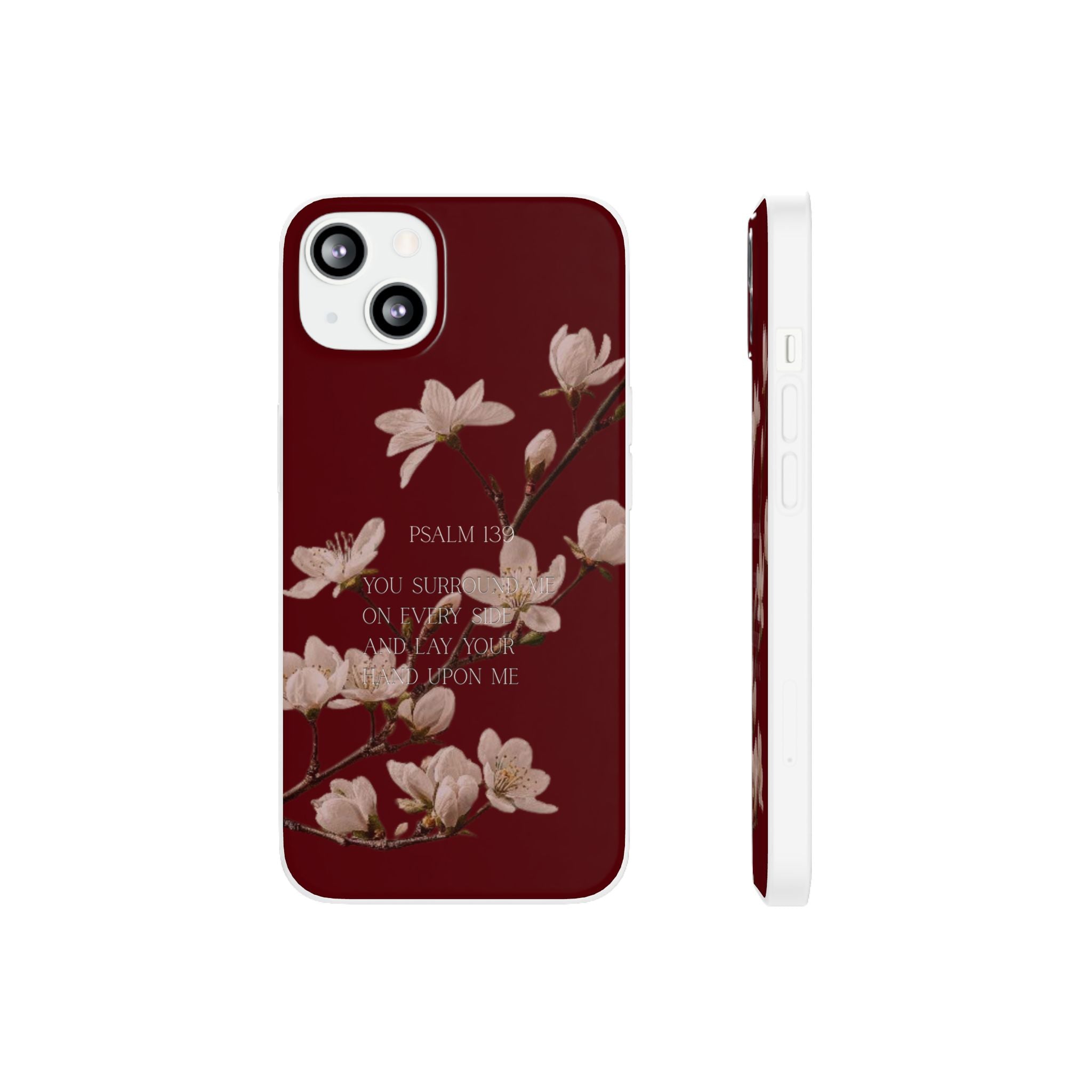 Floral Psalm Phone Case — Psalm 139 Scripture Cherry Blossom iPhone Cover