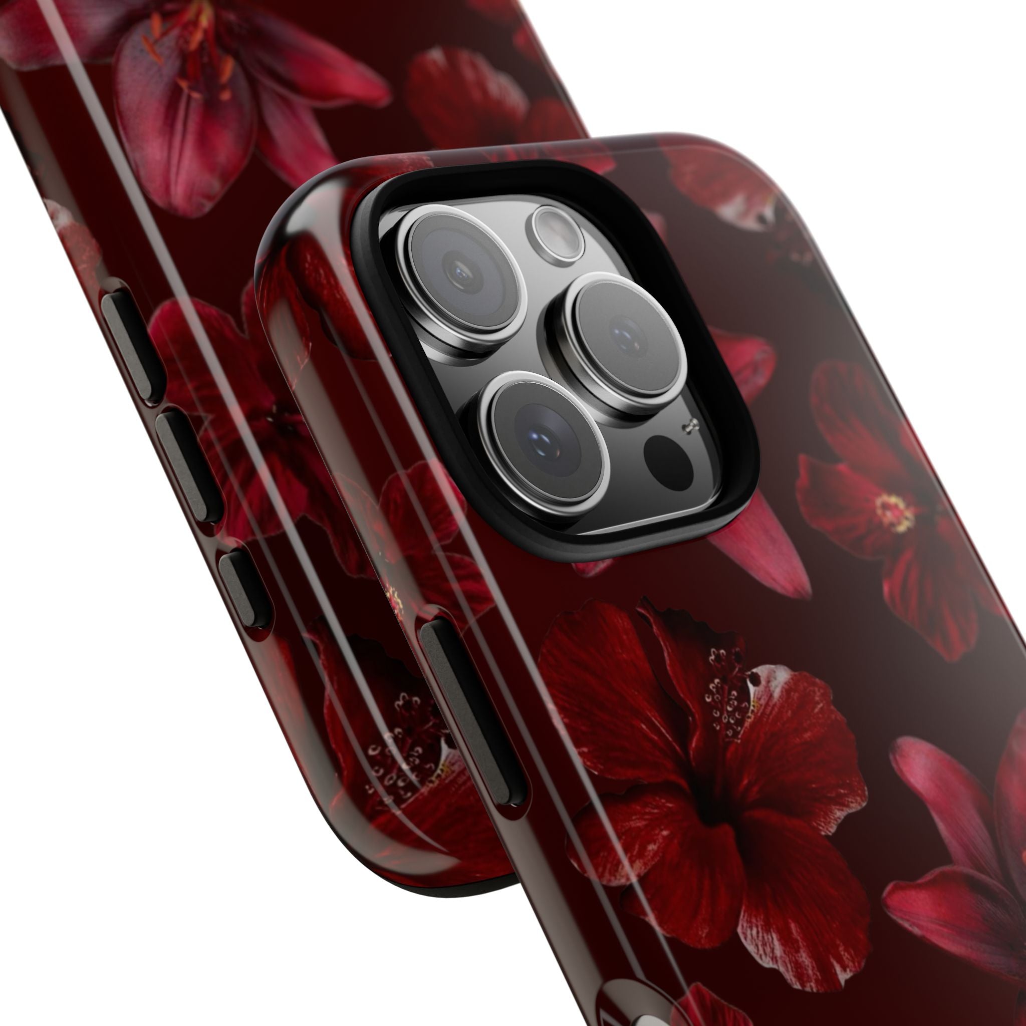 Tough Cases - Dark Red Floral Phone Case