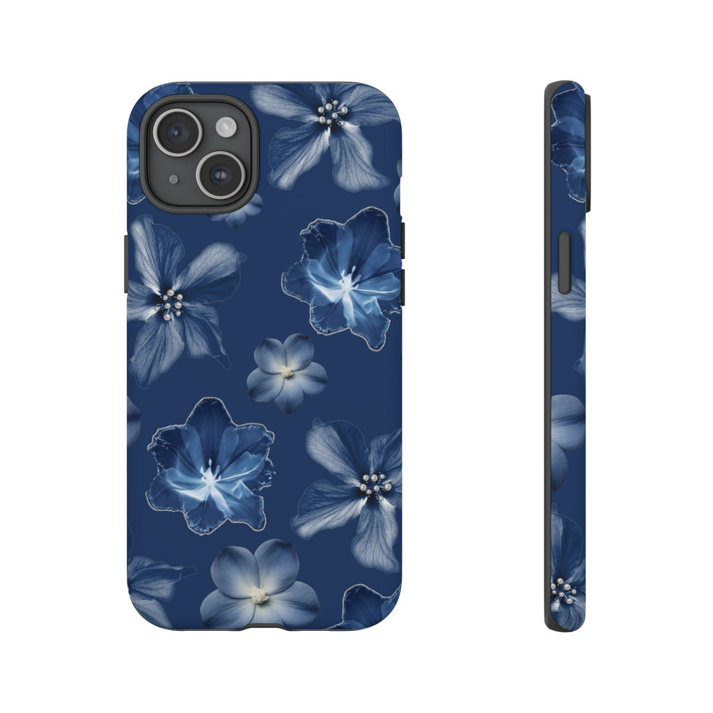 Navy Floral Tough Phone Case — Blue Bloom Protective Cover