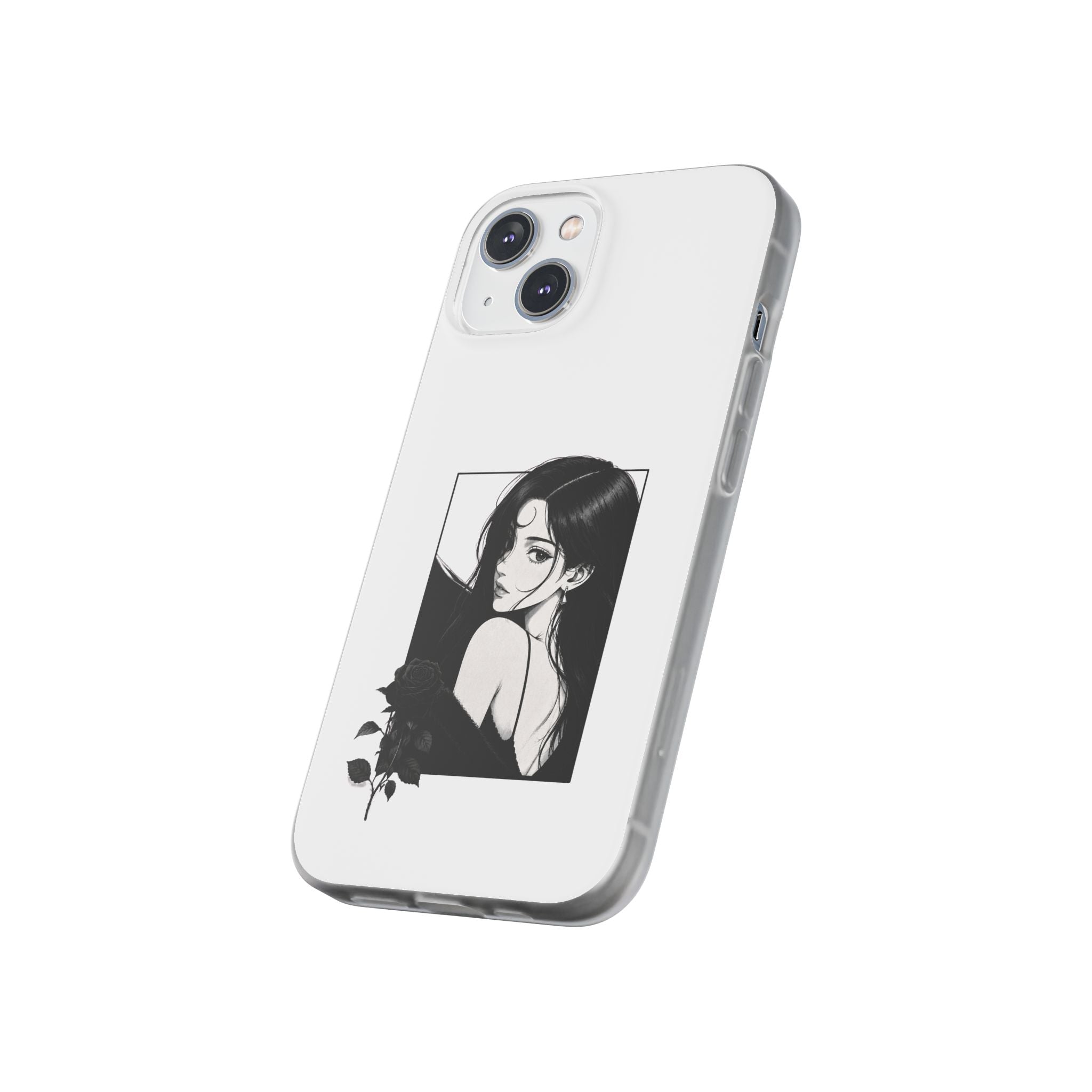 Anime Girl Noir Black Rose Illustration Flexi Case