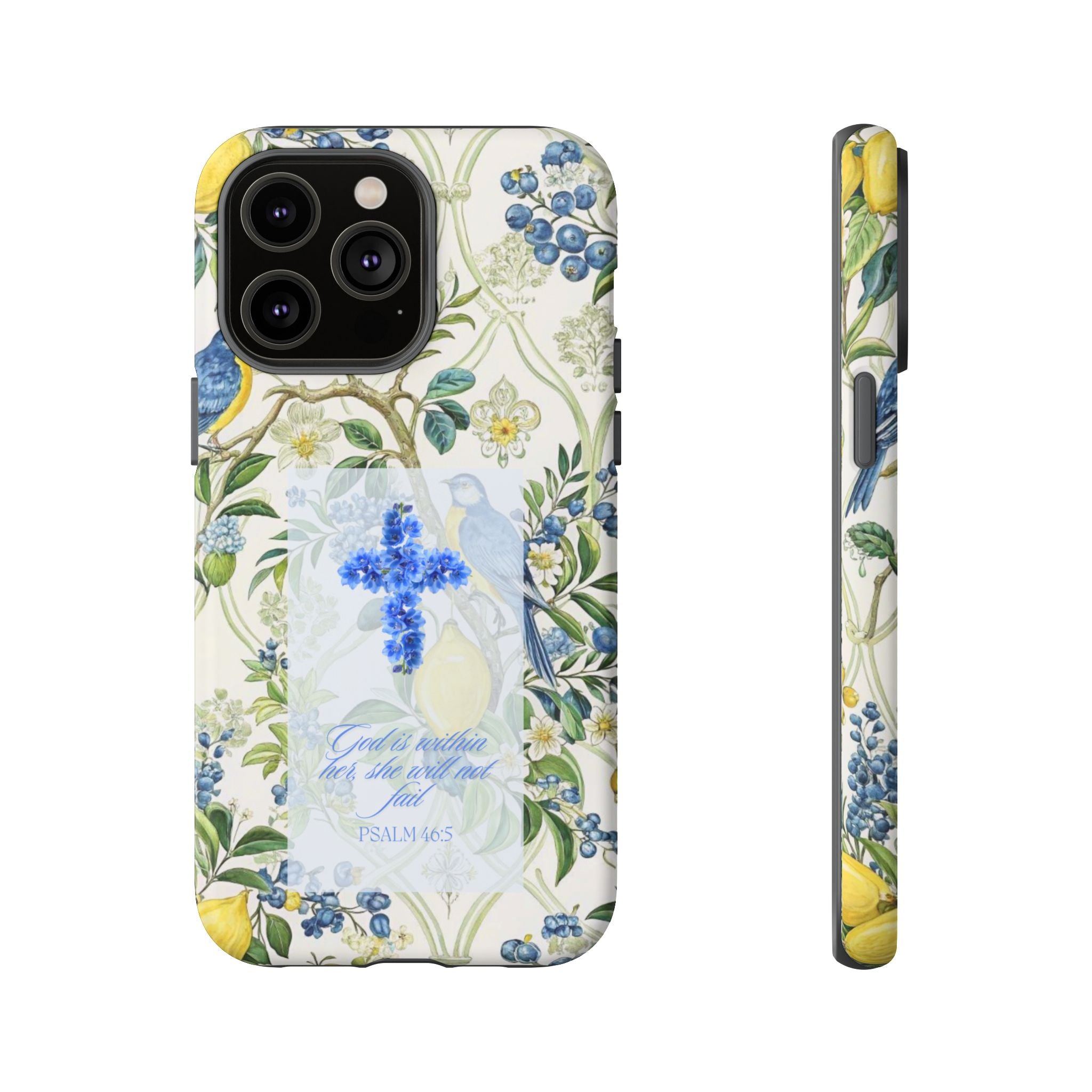 Floral Cross Tough Phone Case — Psalms Blessing Protective Cover