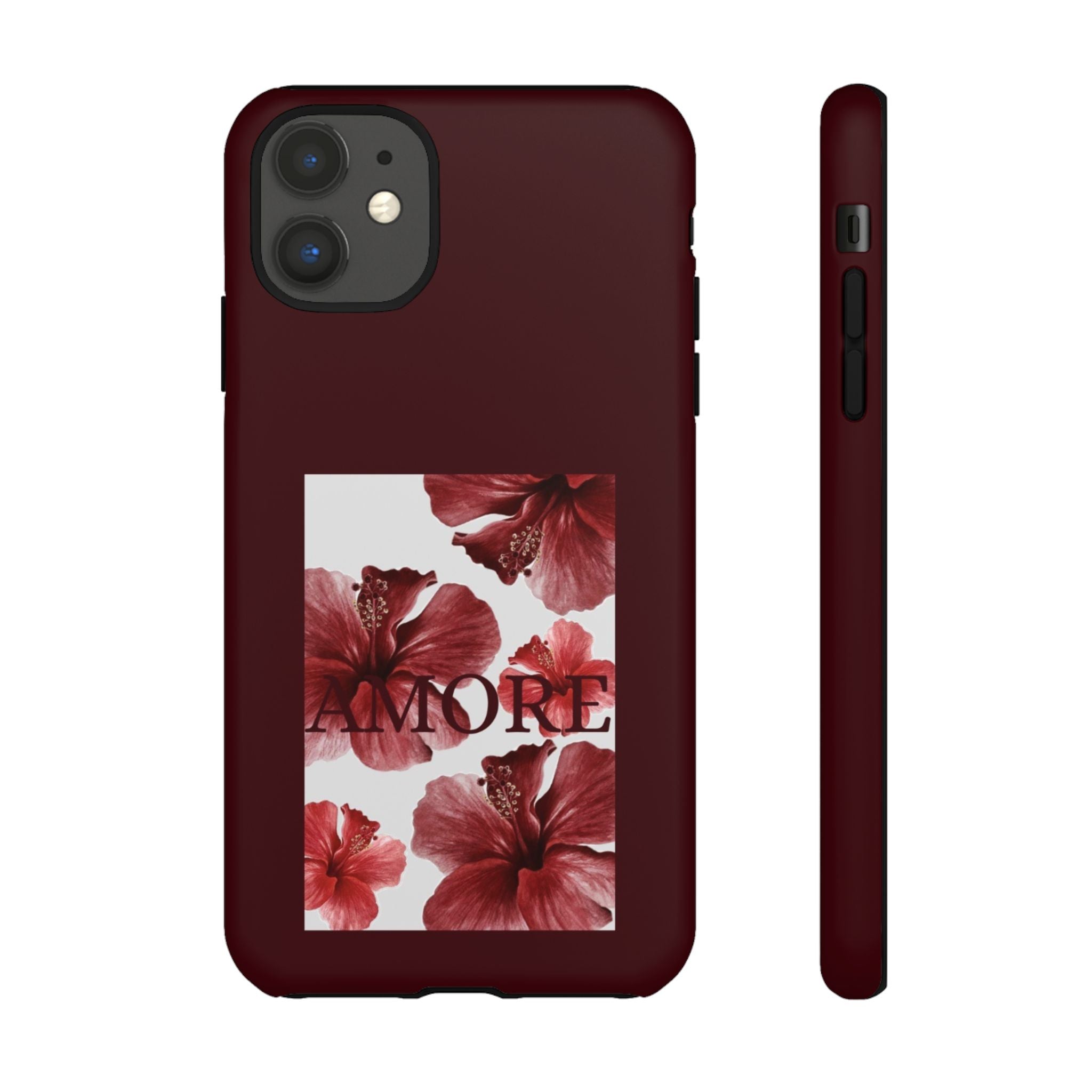 Amore Floral Phone Case — Burgundy Tough Protective Cover