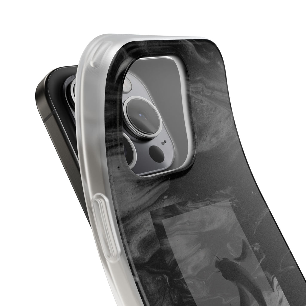 Black Koi Phone Case — Minimalist Monochrome Fish Design