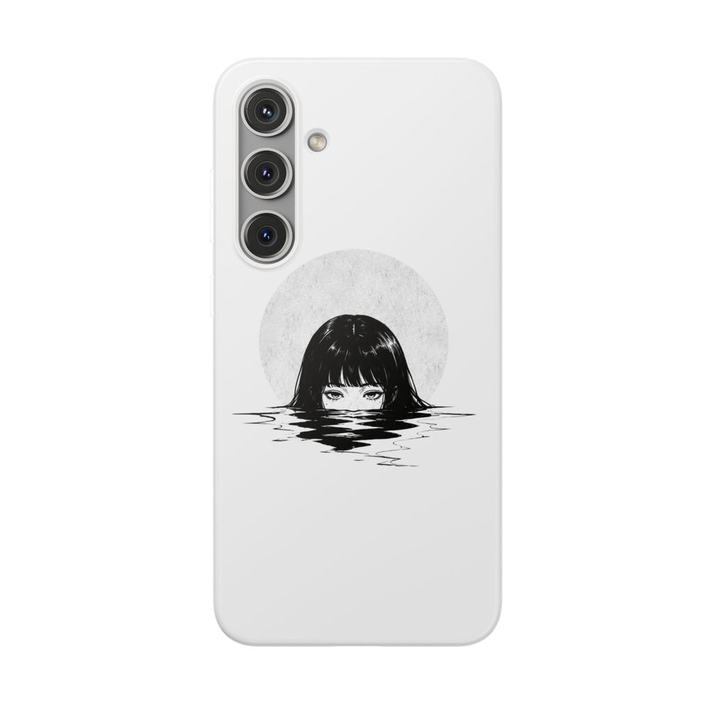 Minimalist Creepy Girl Moon Design