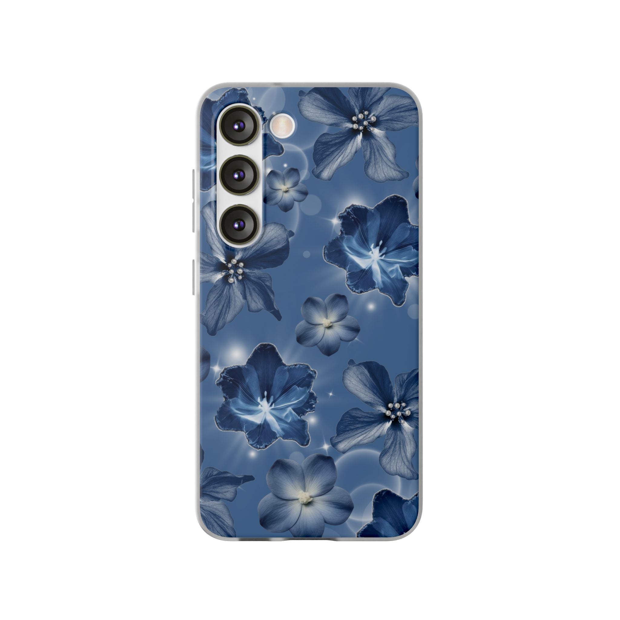 Blue Floral Phone Case — Soft Blue Blossoms Pattern for iPhone