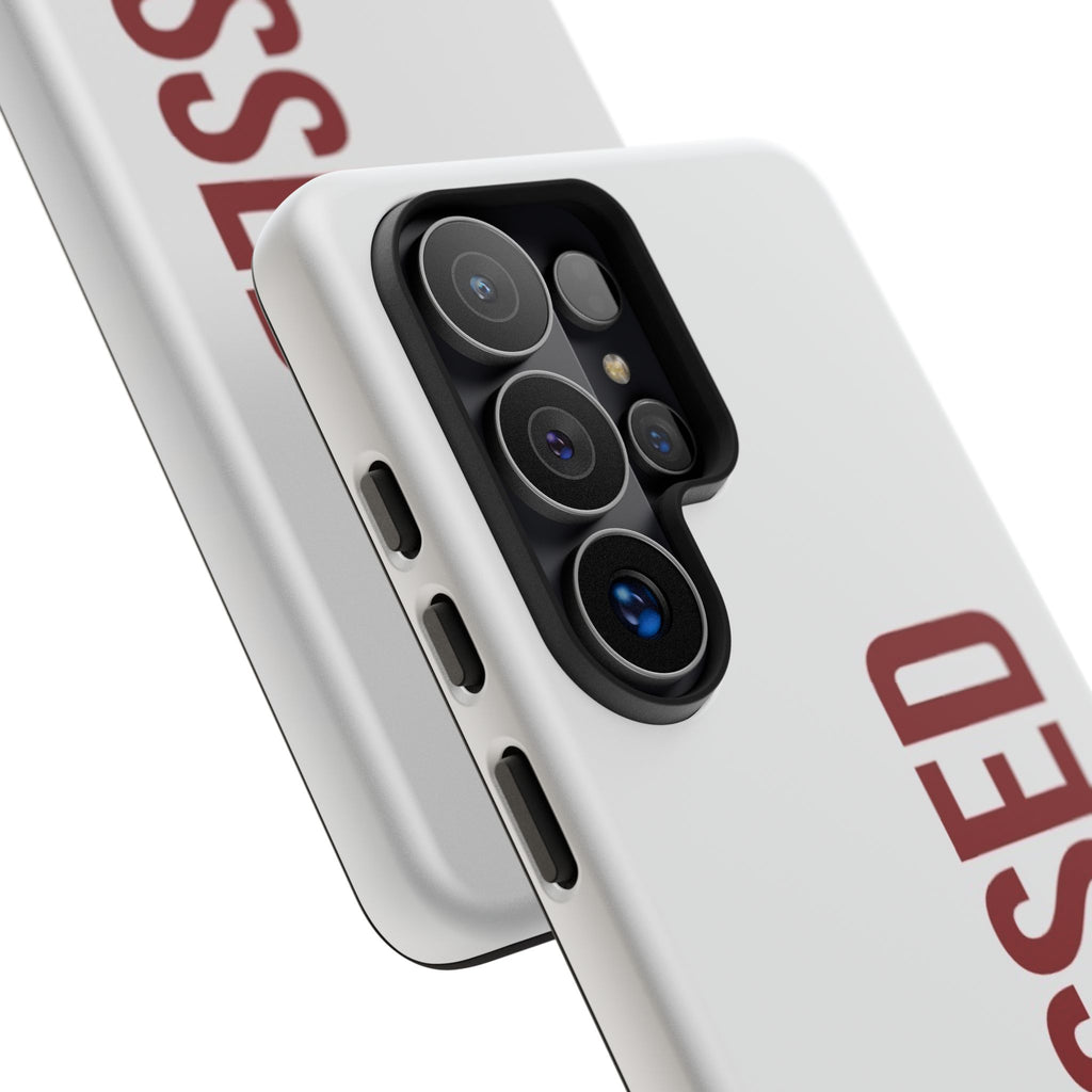Blessed Vertical Phone Case — Protective Slim iPhone Cover with Red 'BLESSED' Text