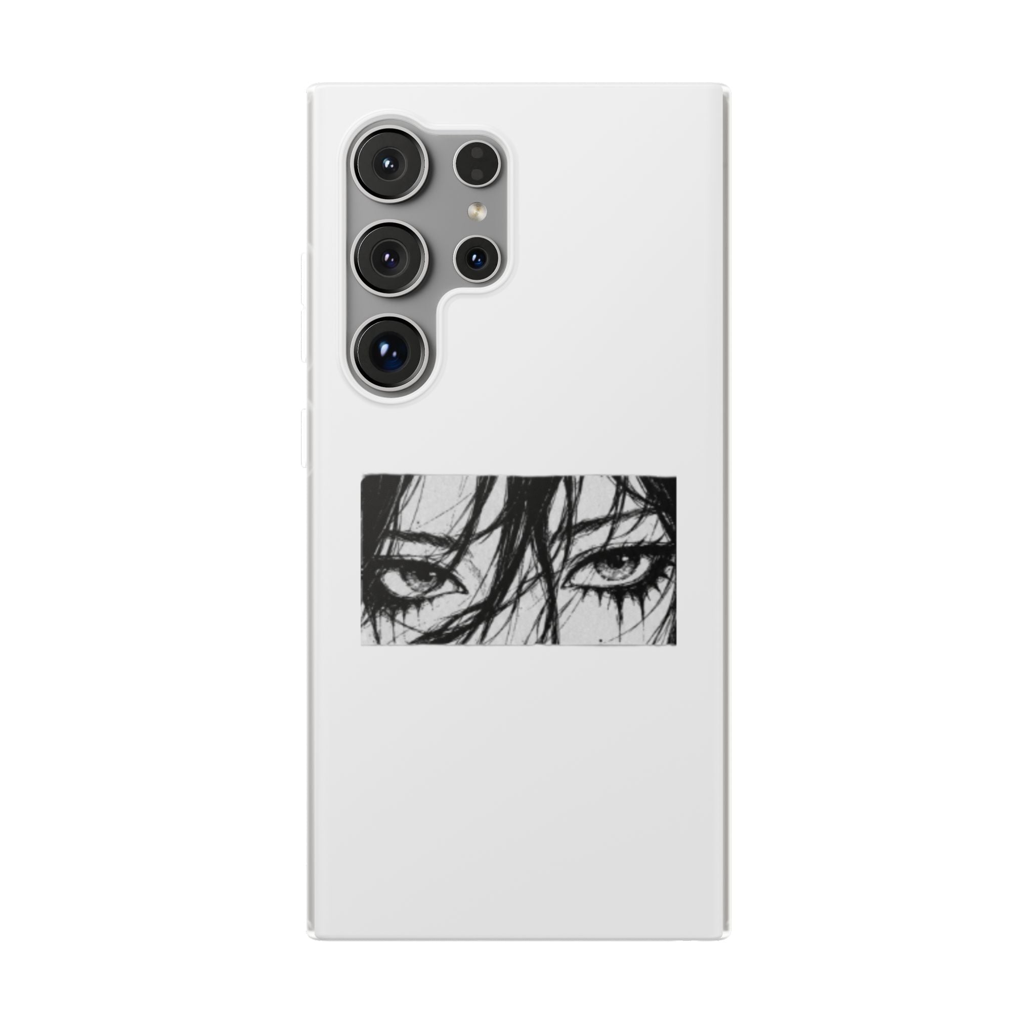 Anime Eyes Illustration Phone Case - Moody Black & White Flexi Case