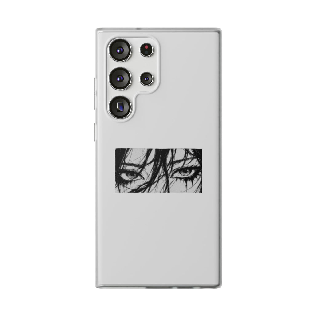 Anime Eyes Illustration Phone Case - Moody Black & White Flexi Case