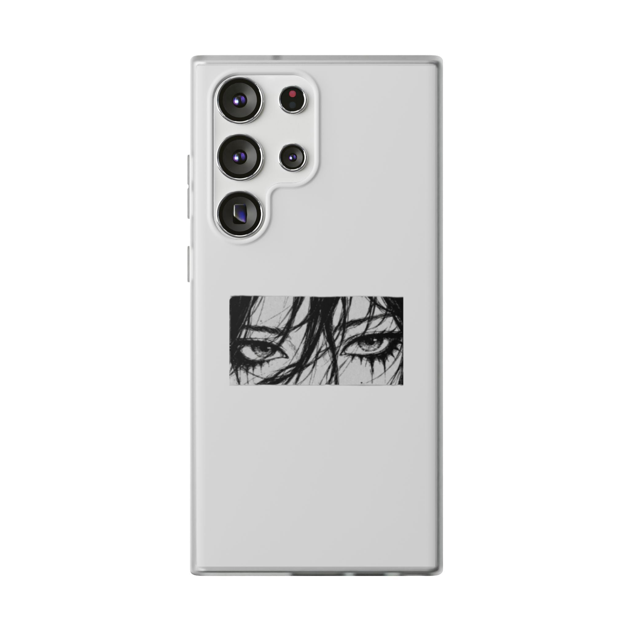 Anime Eyes Illustration Phone Case - Moody Black & White Flexi Case