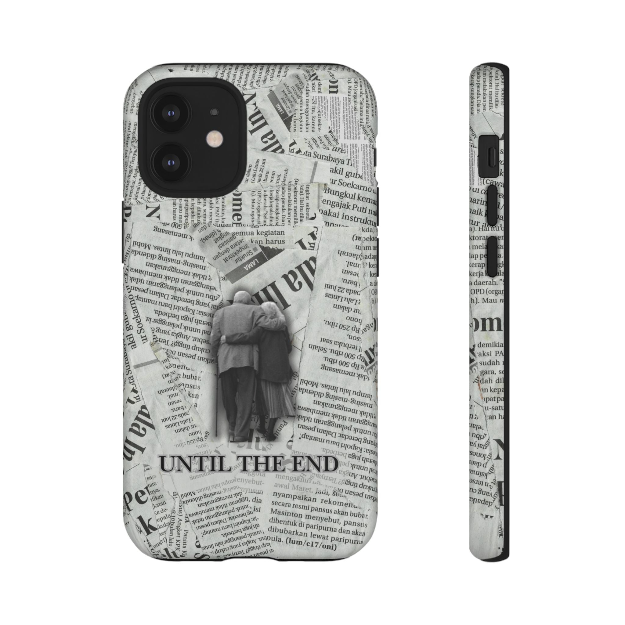 Until the End Newspaper Collage Phone Case