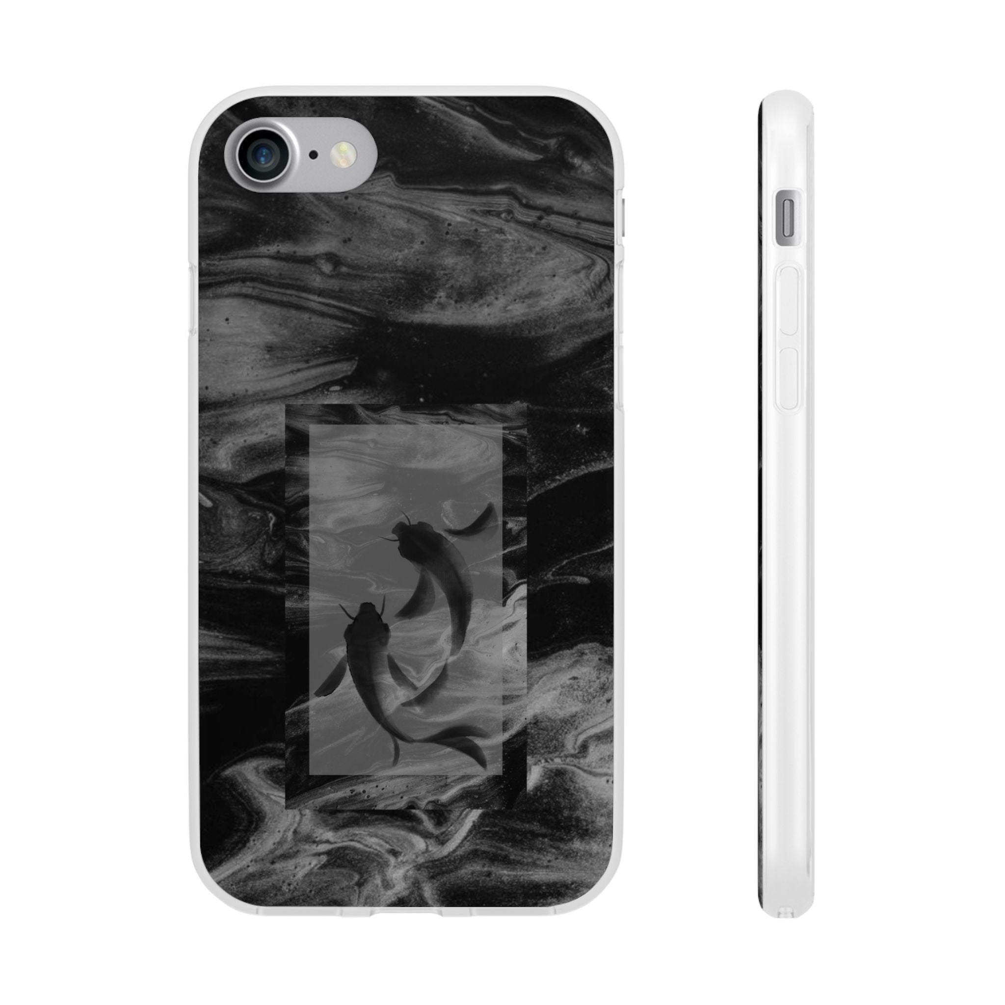 Black Koi Phone Case — Minimalist Monochrome Fish Design
