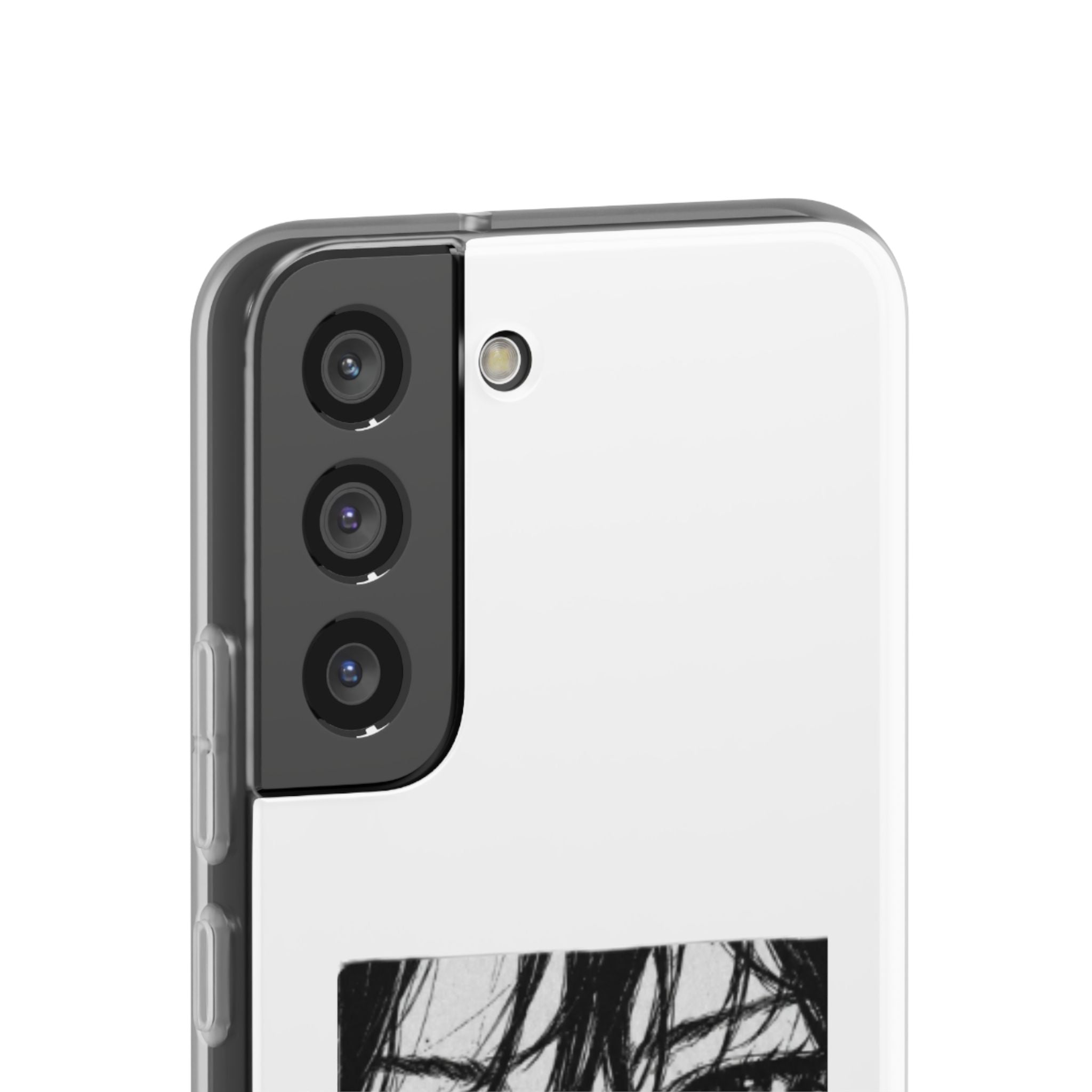 Anime Eyes Illustration Phone Case - Moody Black & White Flexi Case