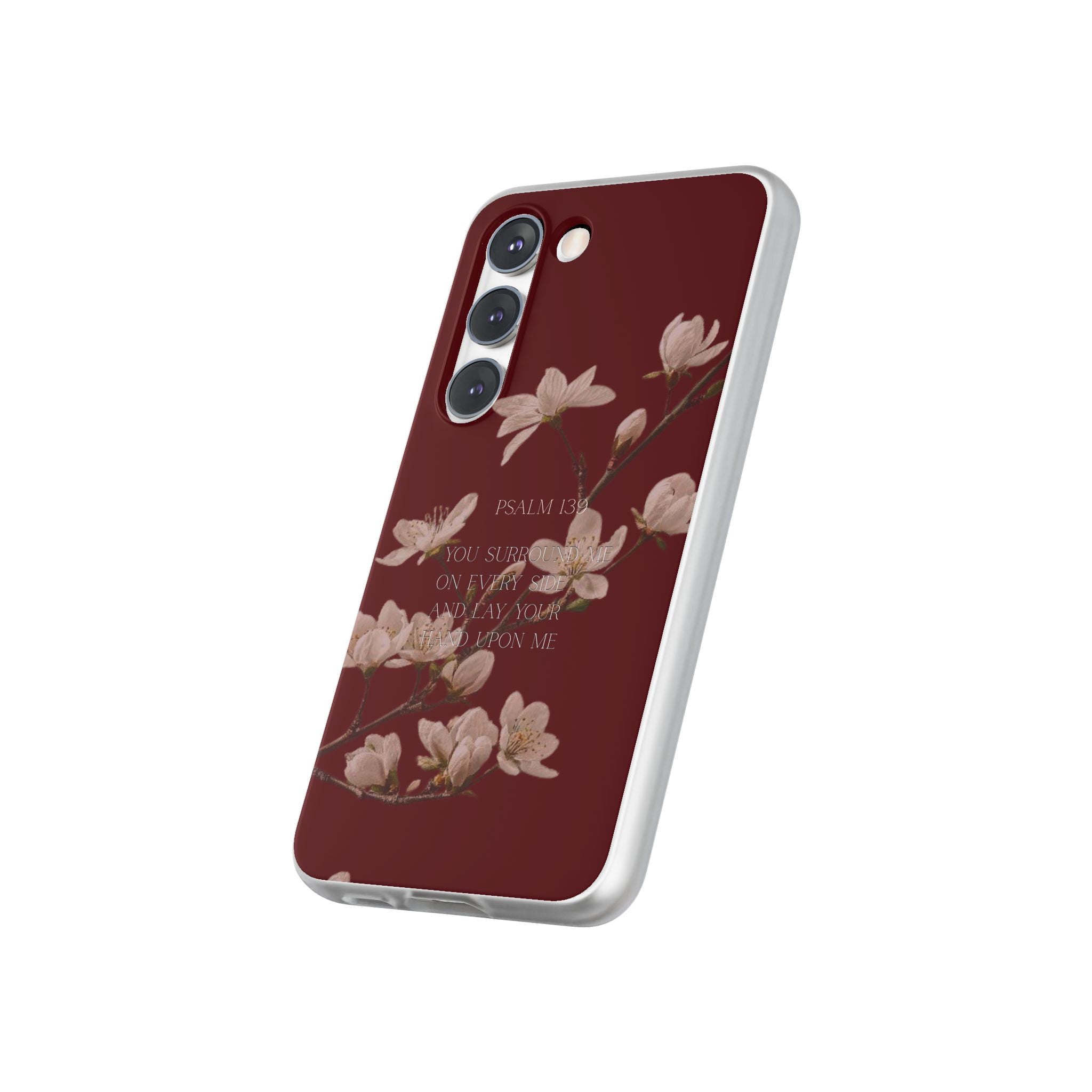 Floral Psalm Phone Case — Psalm 139 Scripture Cherry Blossom iPhone Cover