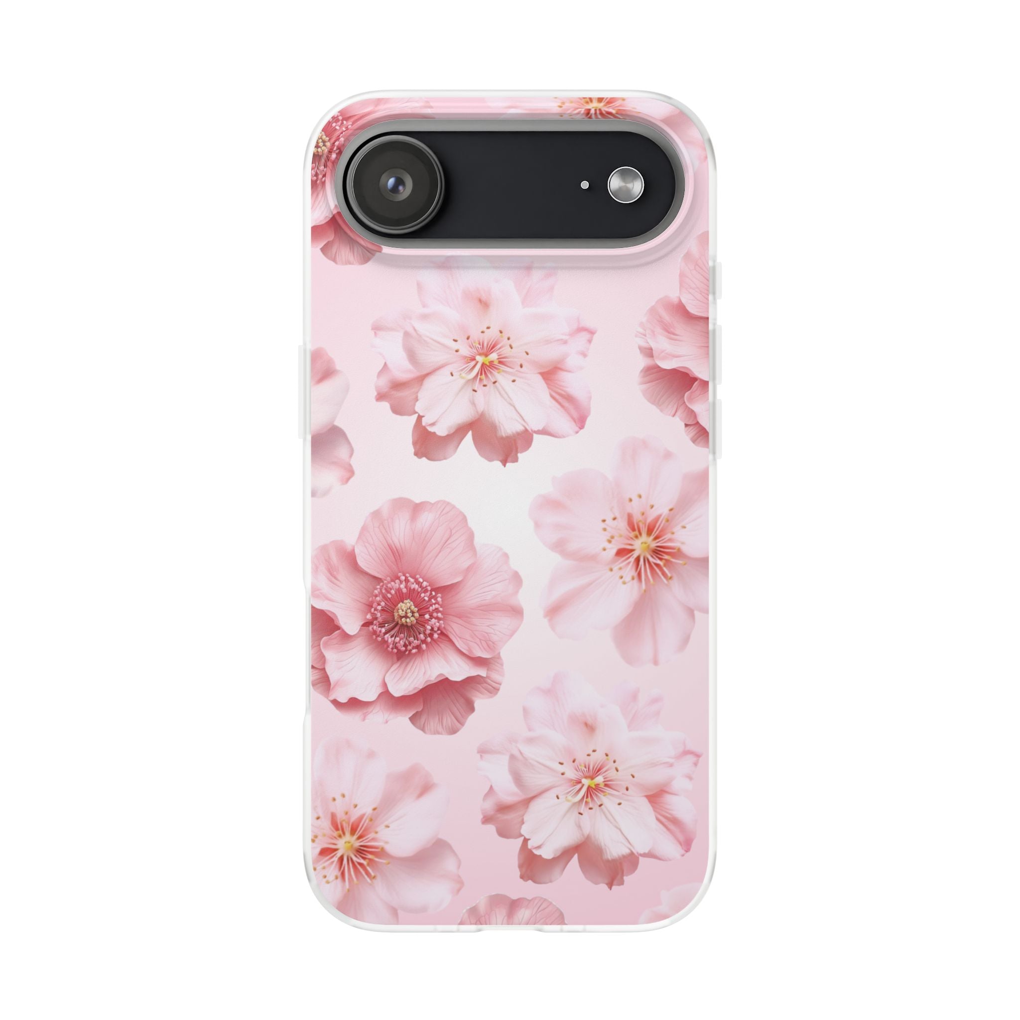 Pink Cherry Blossom Phone Case — Floral Slim Flexi Case for iPhone
