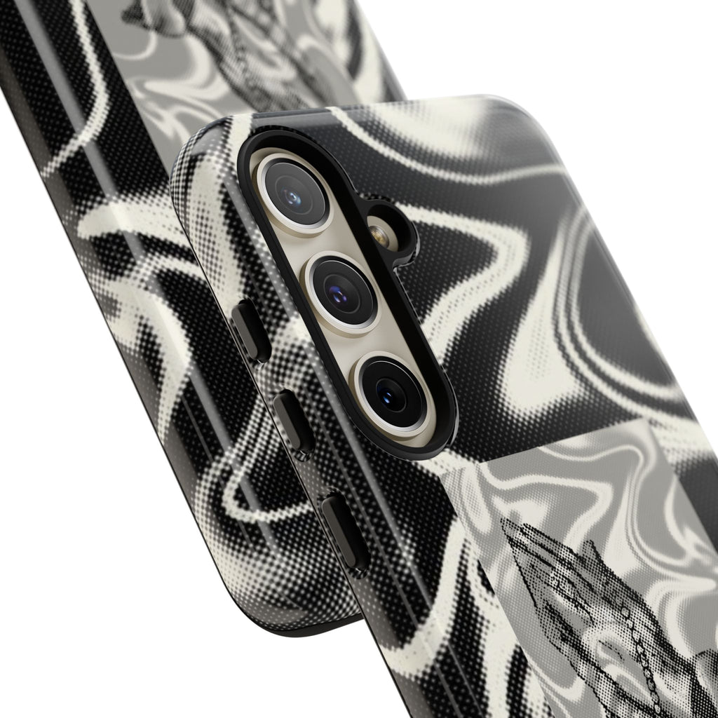 Praying Hands Phone Case – Black White Marble Spiritual Design