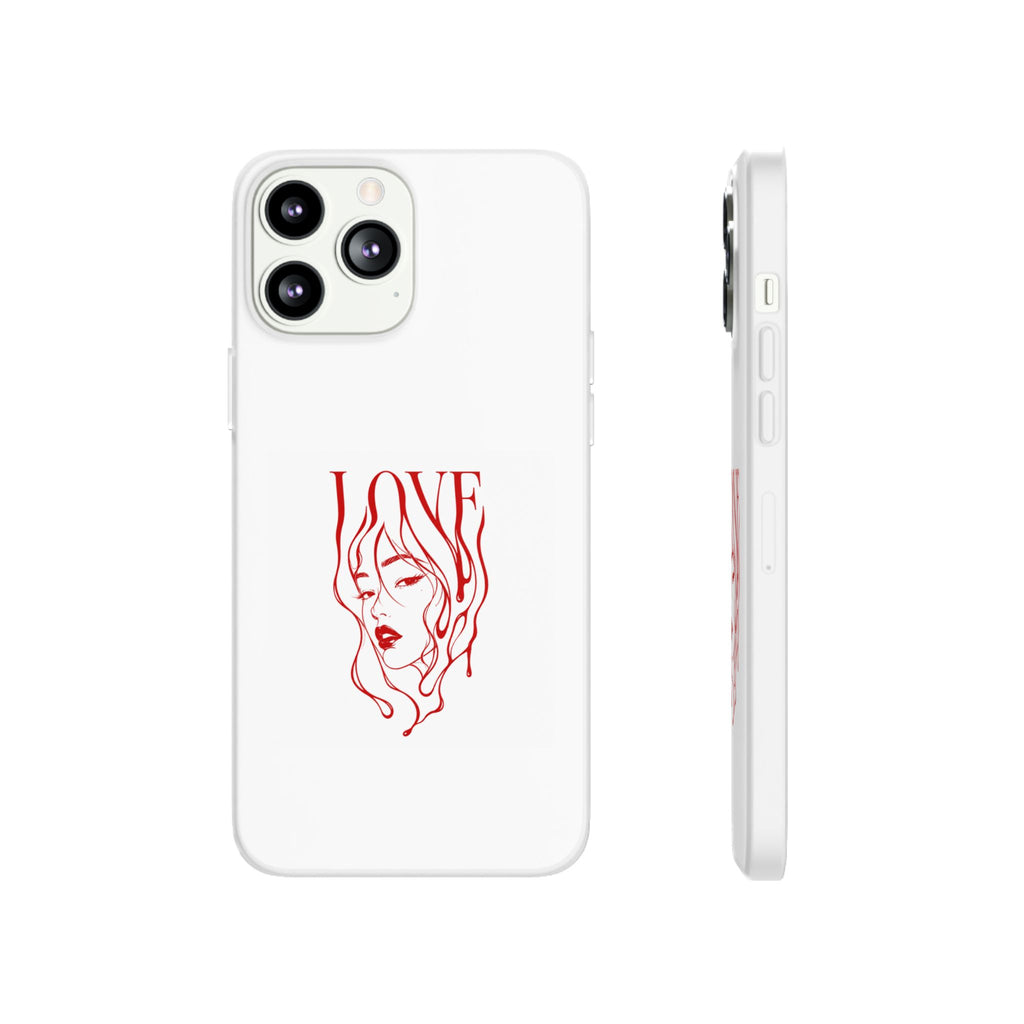 Red Line Art 'LOVE'  Face Design - Flexi Case