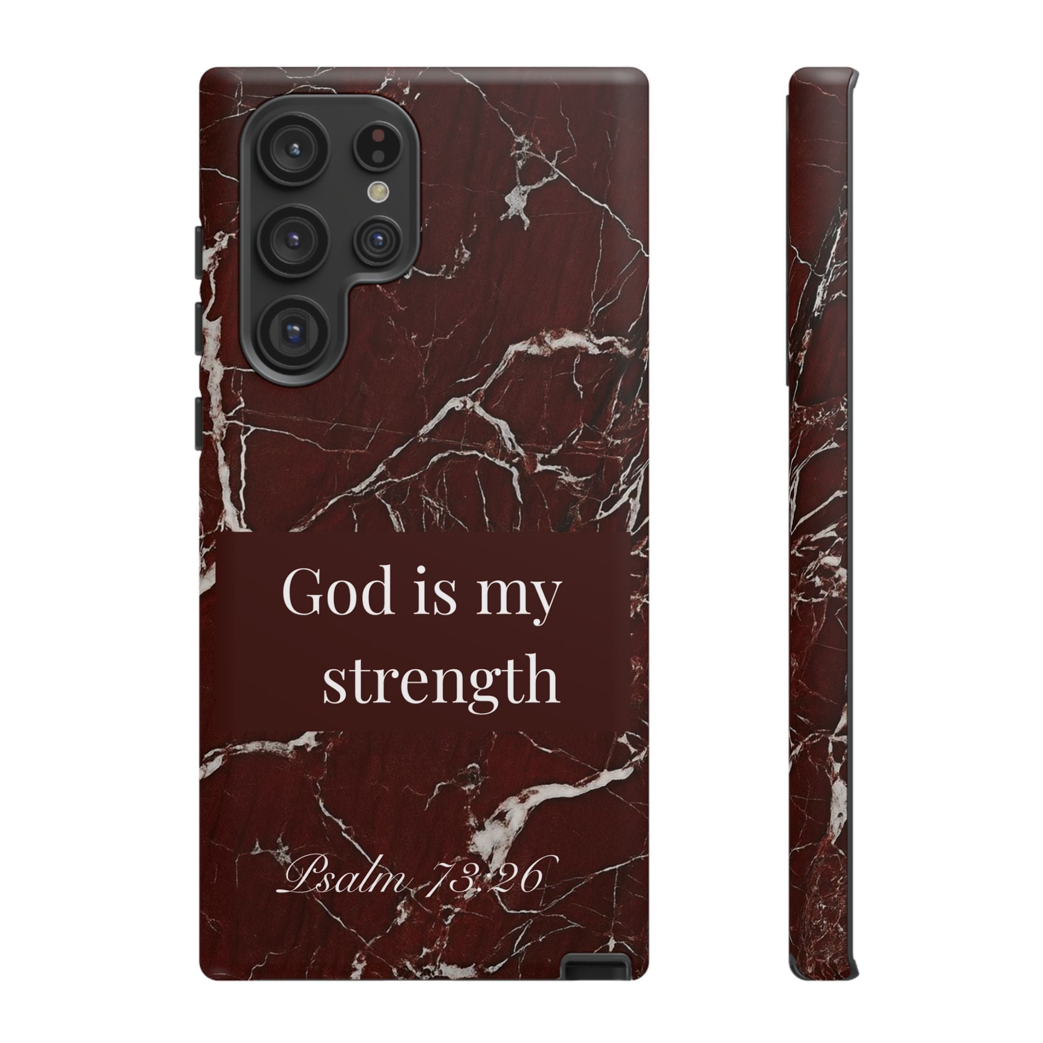 God Is My Strength — Psalm 73:26 Christian Tough Phone Case | Marble Faith Cover