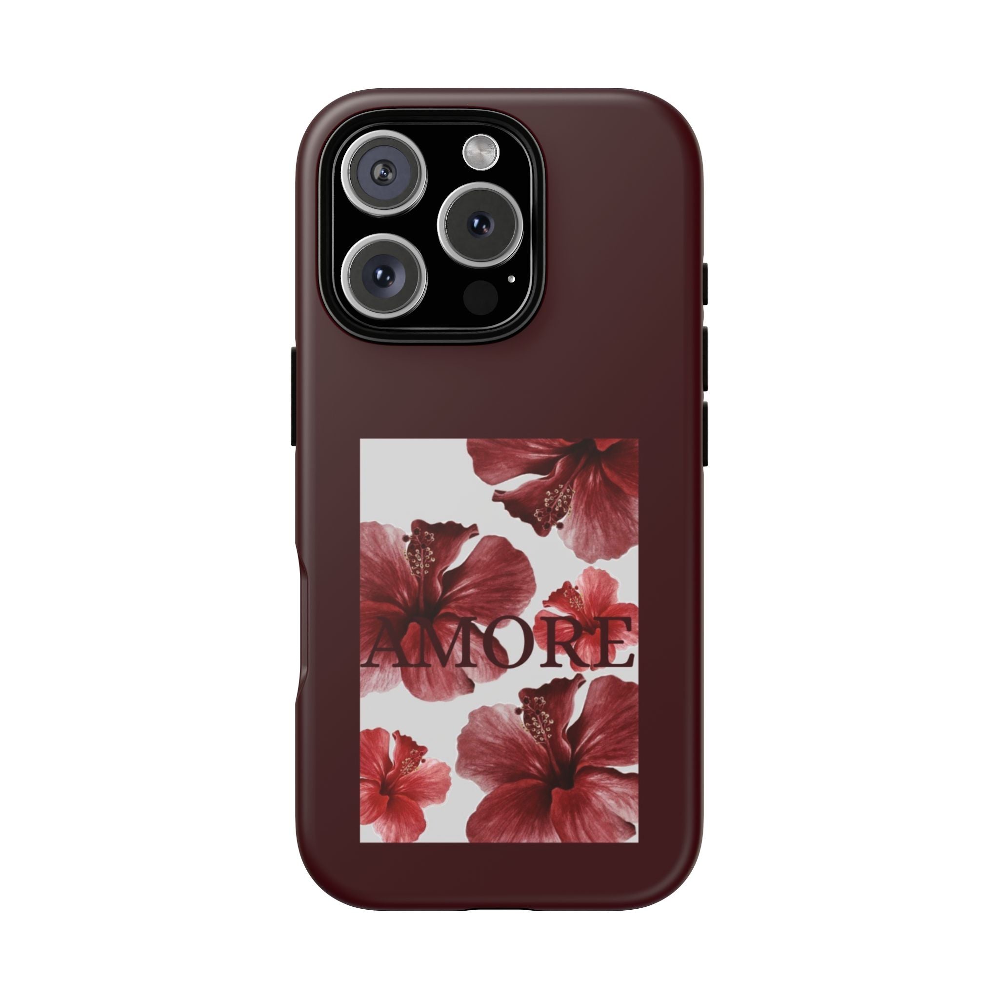 Amore Floral Phone Case — Burgundy Tough Protective Cover