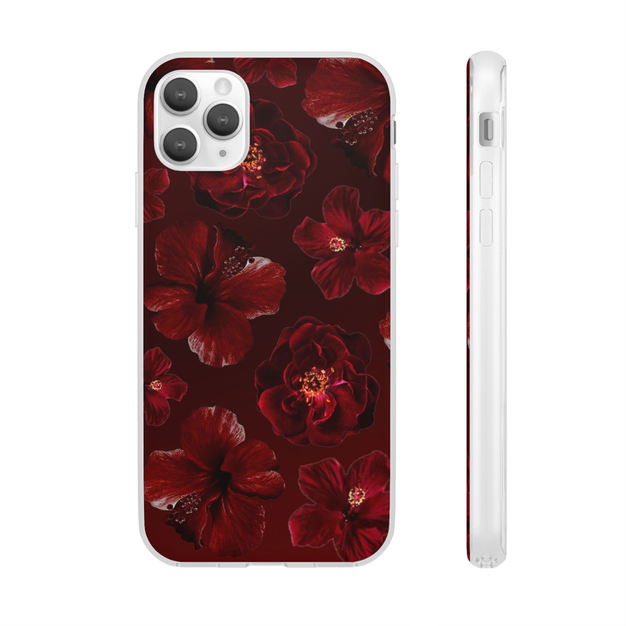 Red Floral Flexi Case — Dark Rose Phone Case