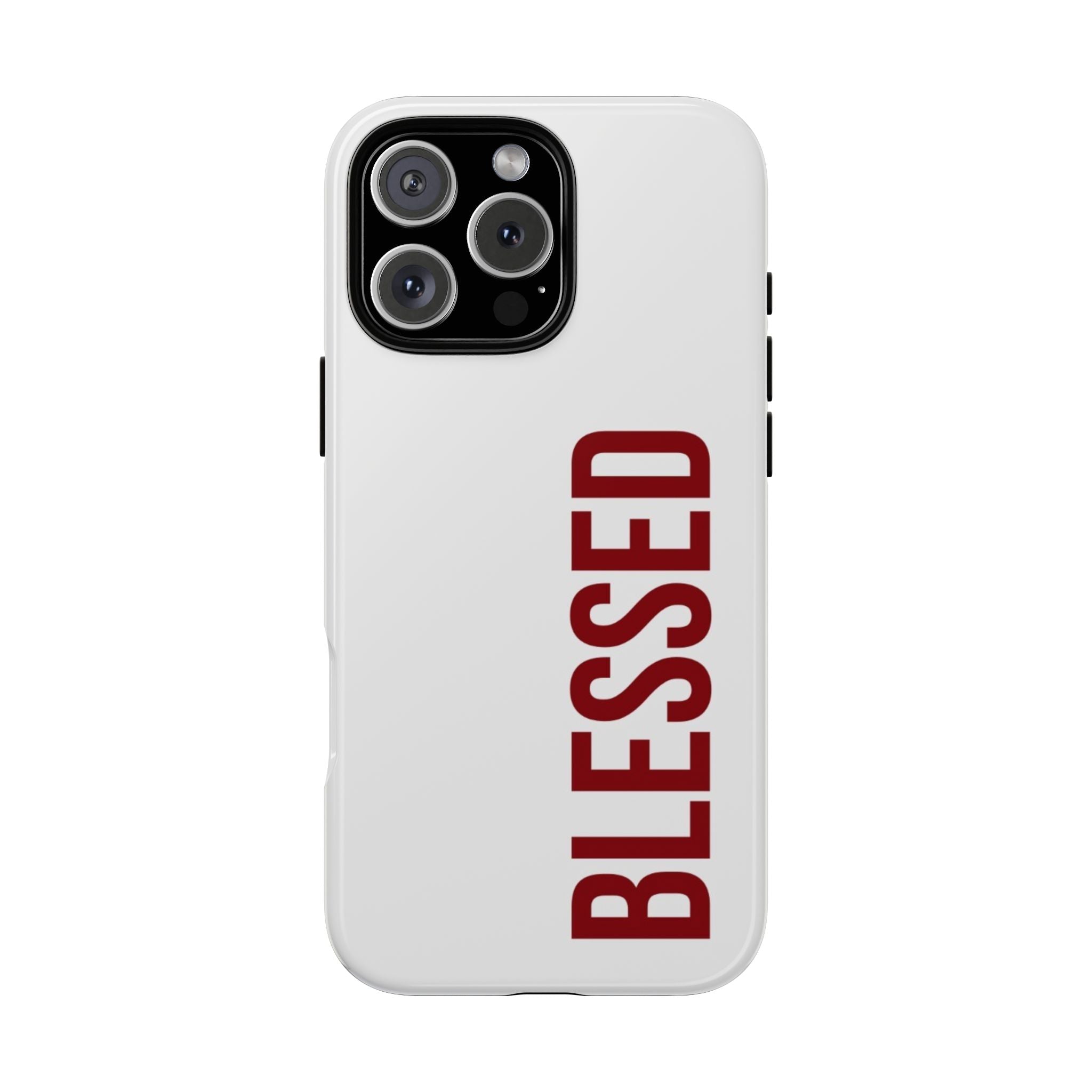 Blessed Vertical Phone Case — Protective Slim iPhone Cover with Red 'BLESSED' Text