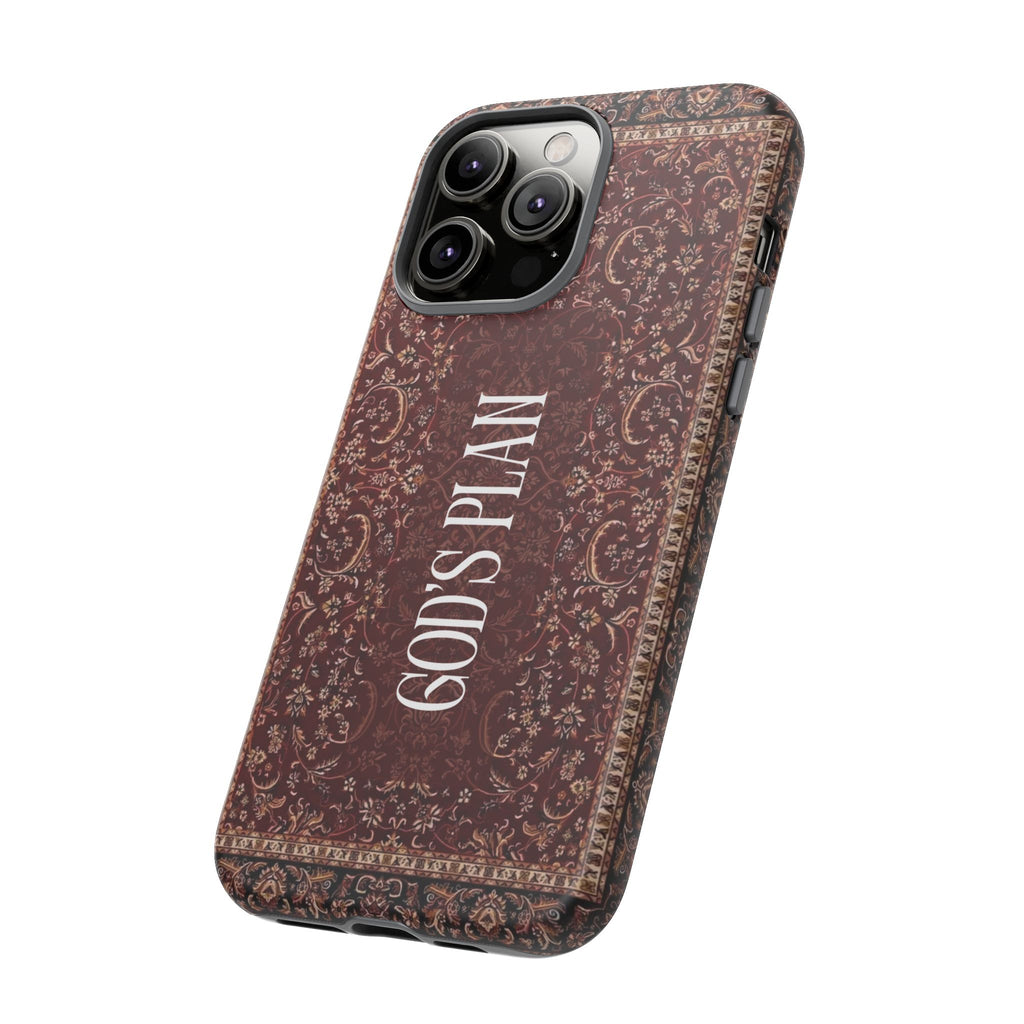 God's Plan — Vintage Tapestry Christian Tough Phone Case | Boho Faith Cover