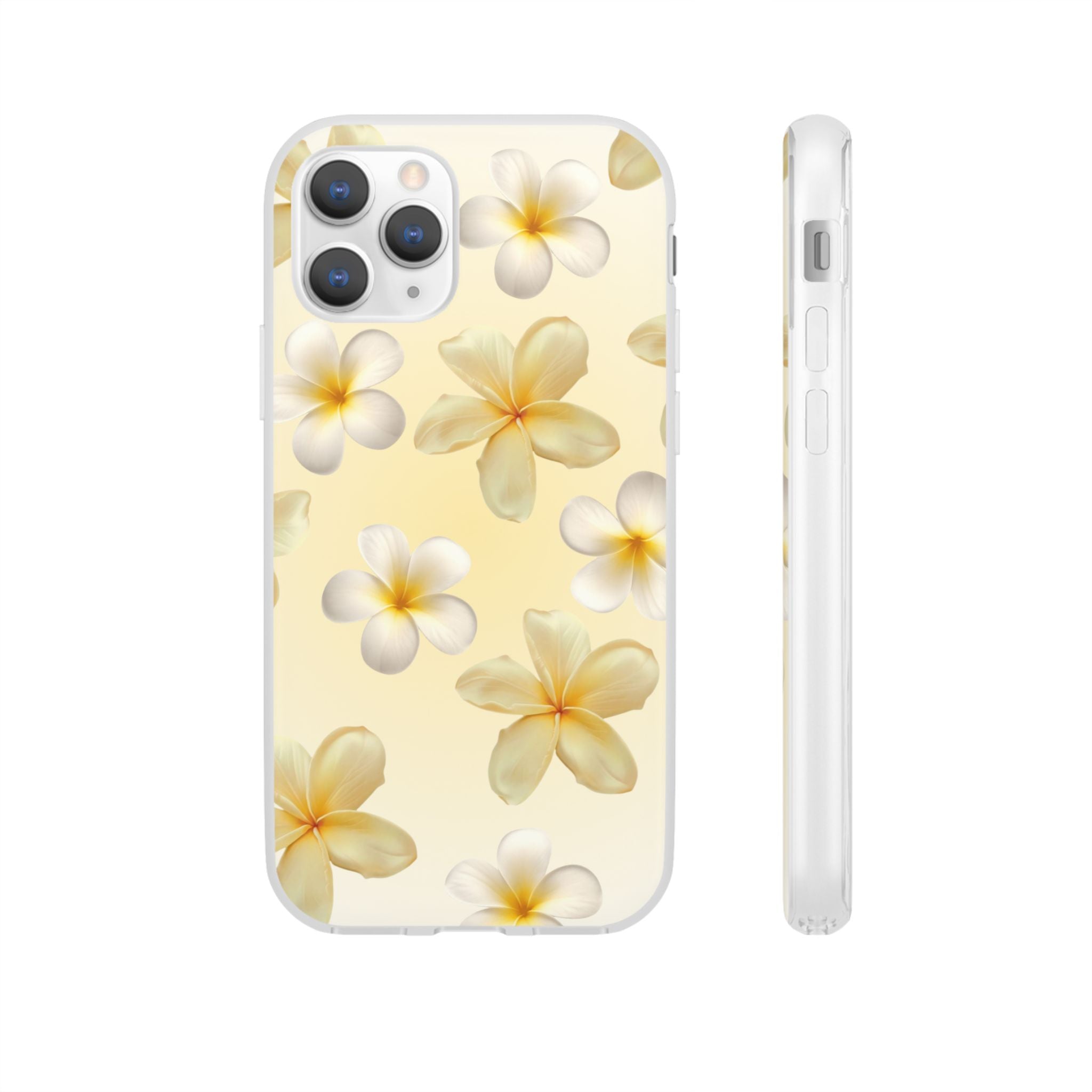 Plumeria Floral Flexi Phone Case — Tropical Yellow Flower Protective Cover