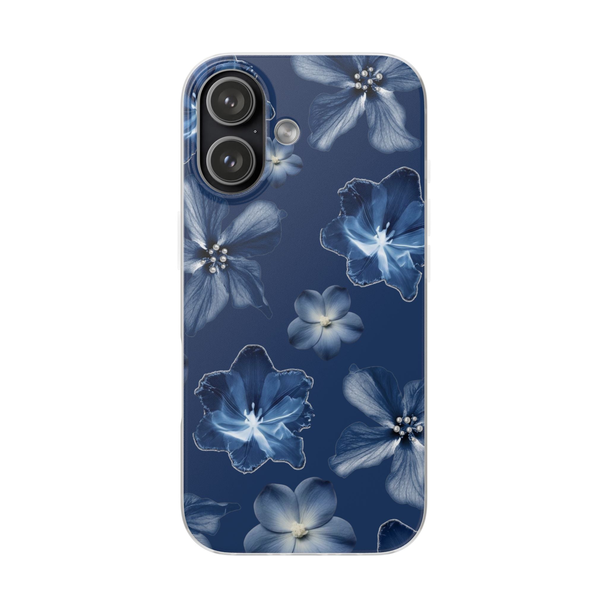 Floral Blue Phone Case — Navy Watercolor Blossom Flexi Case