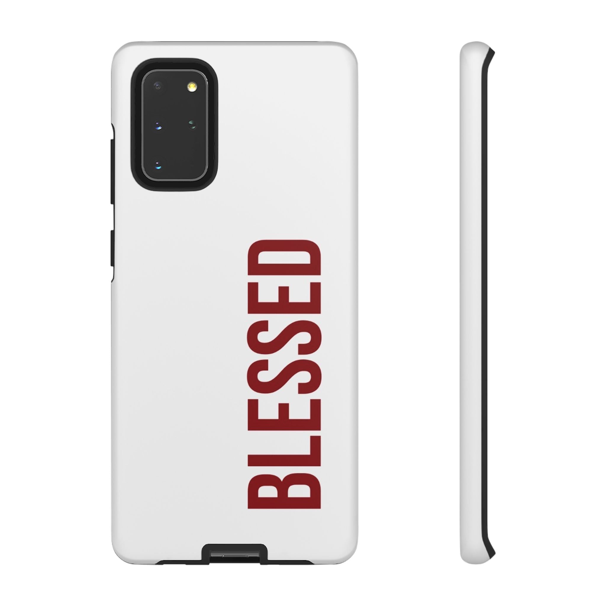 Blessed Vertical Phone Case — Protective Slim iPhone Cover with Red 'BLESSED' Text
