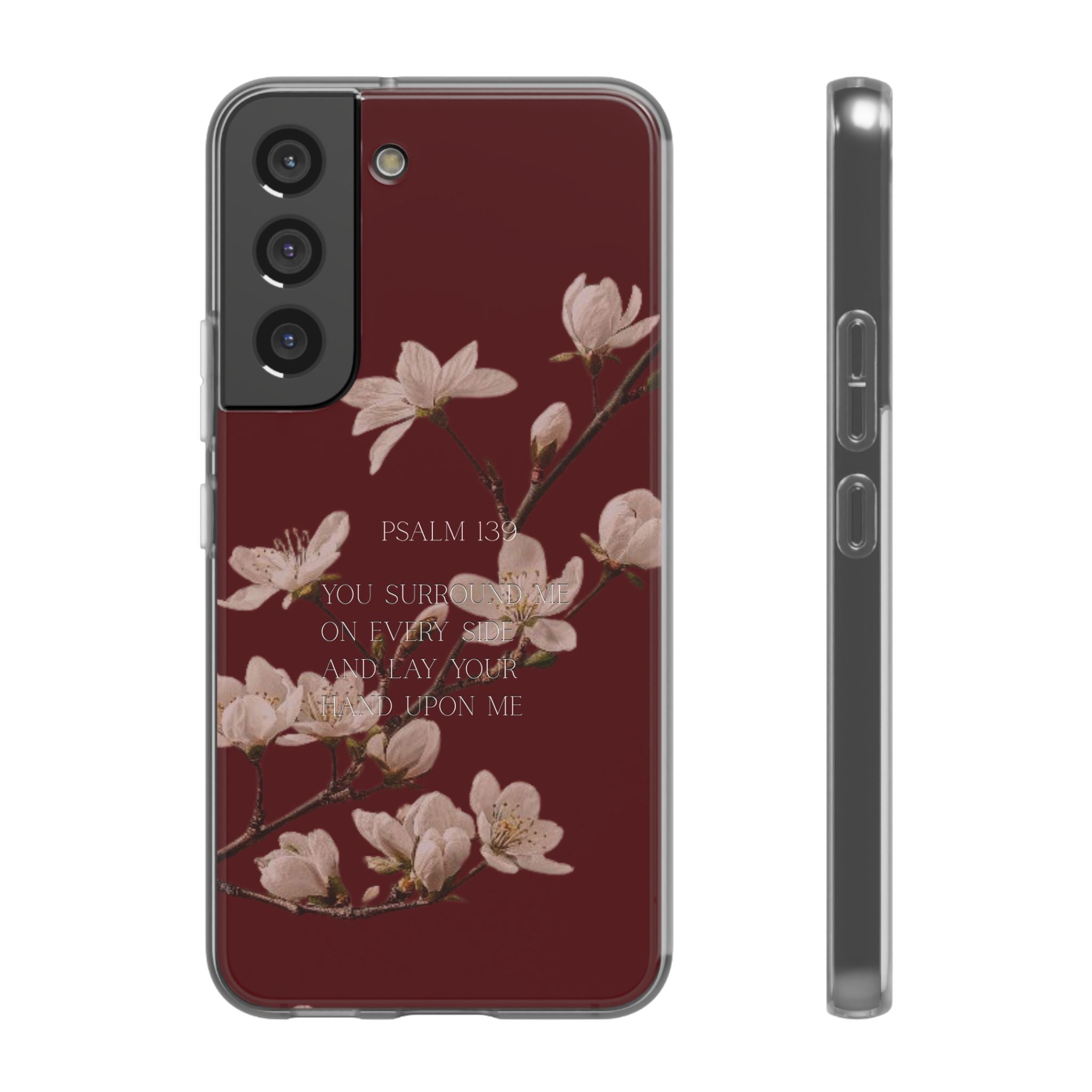Floral Psalm Phone Case — Psalm 139 Scripture Cherry Blossom iPhone Cover