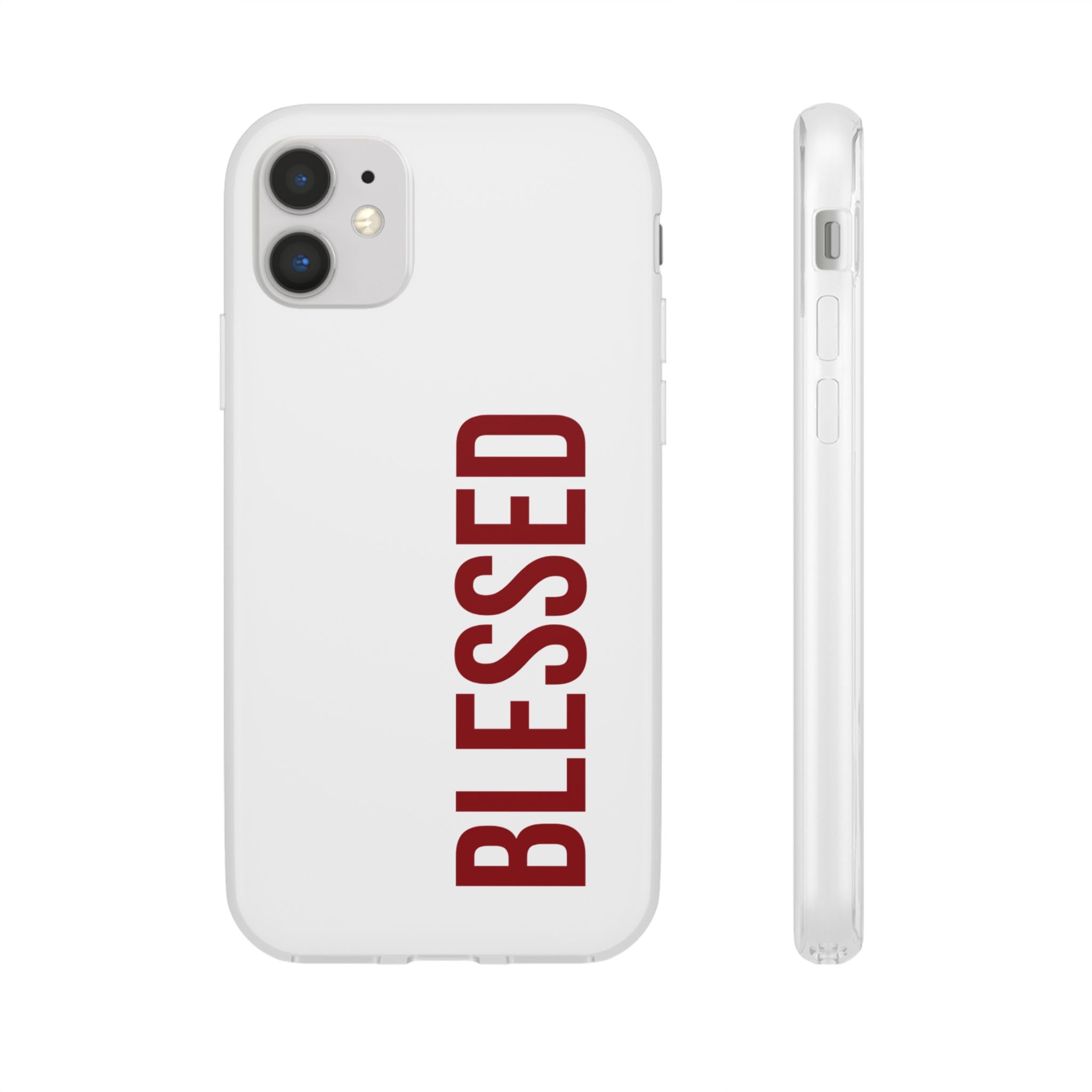 Blessed Phone Case — Vertical Red Typography Clear Flexi Case