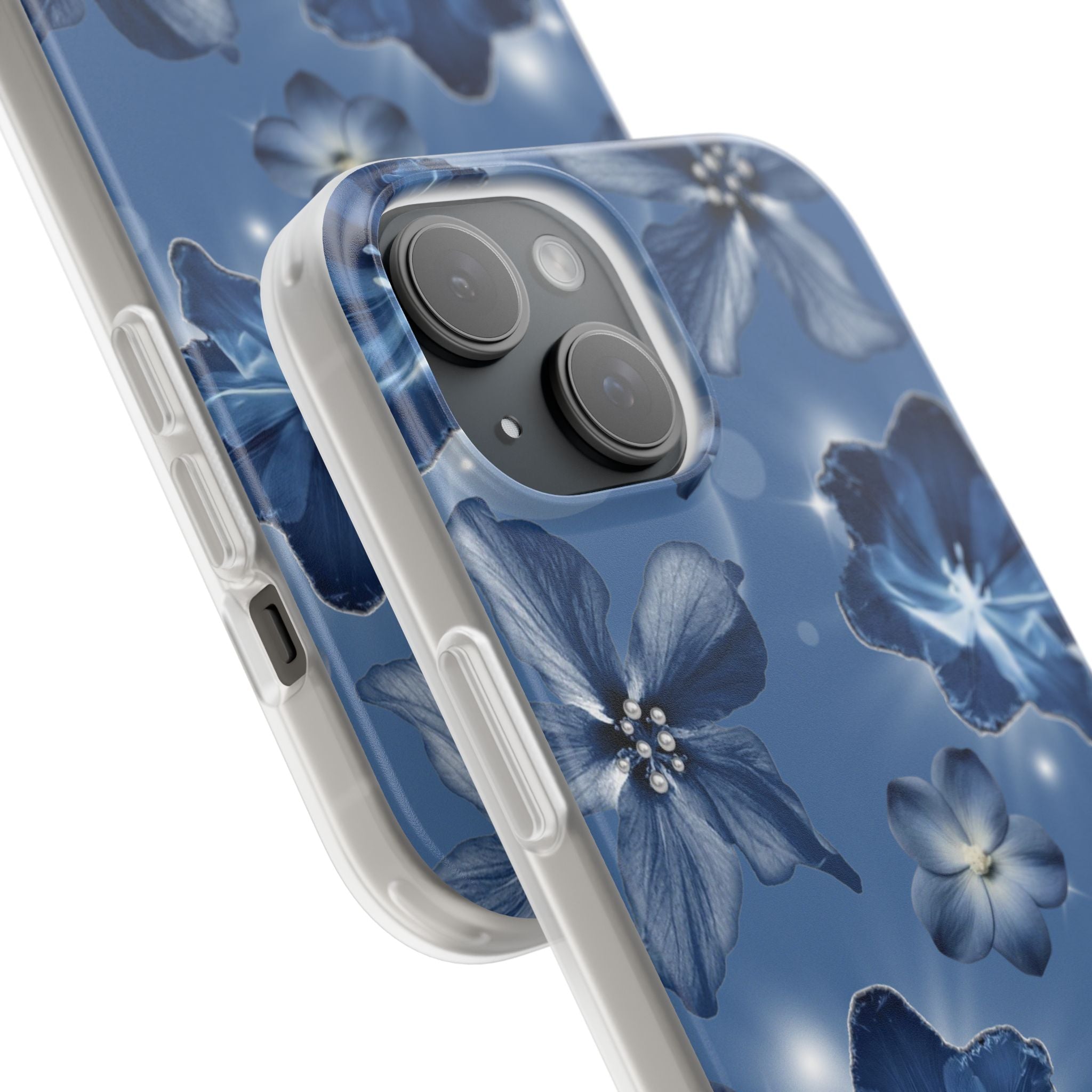 Blue Floral Phone Case — Soft Blue Blossoms Pattern for iPhone