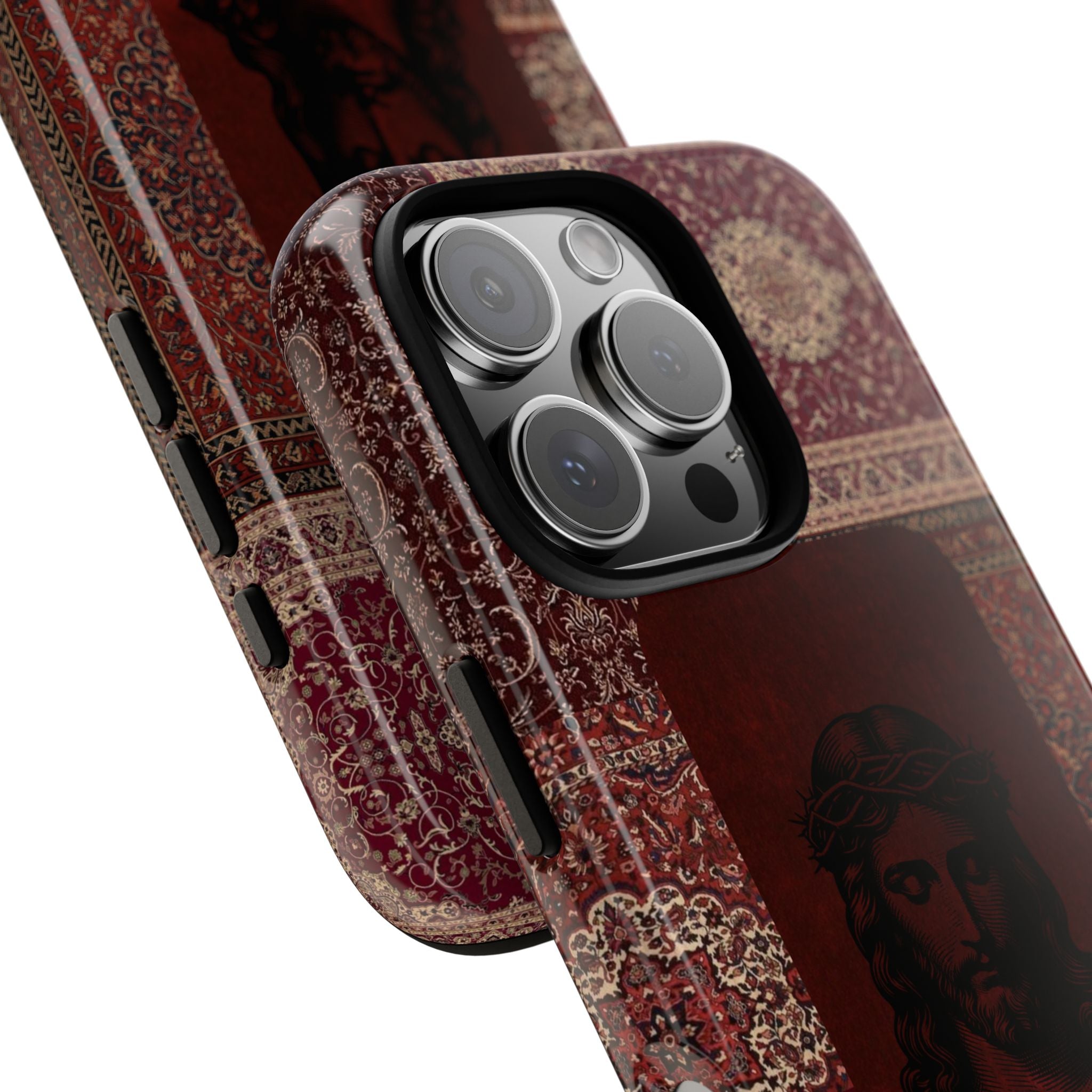 Religious Vintage Rug Phone Case — Jesus Portrait Tough Case