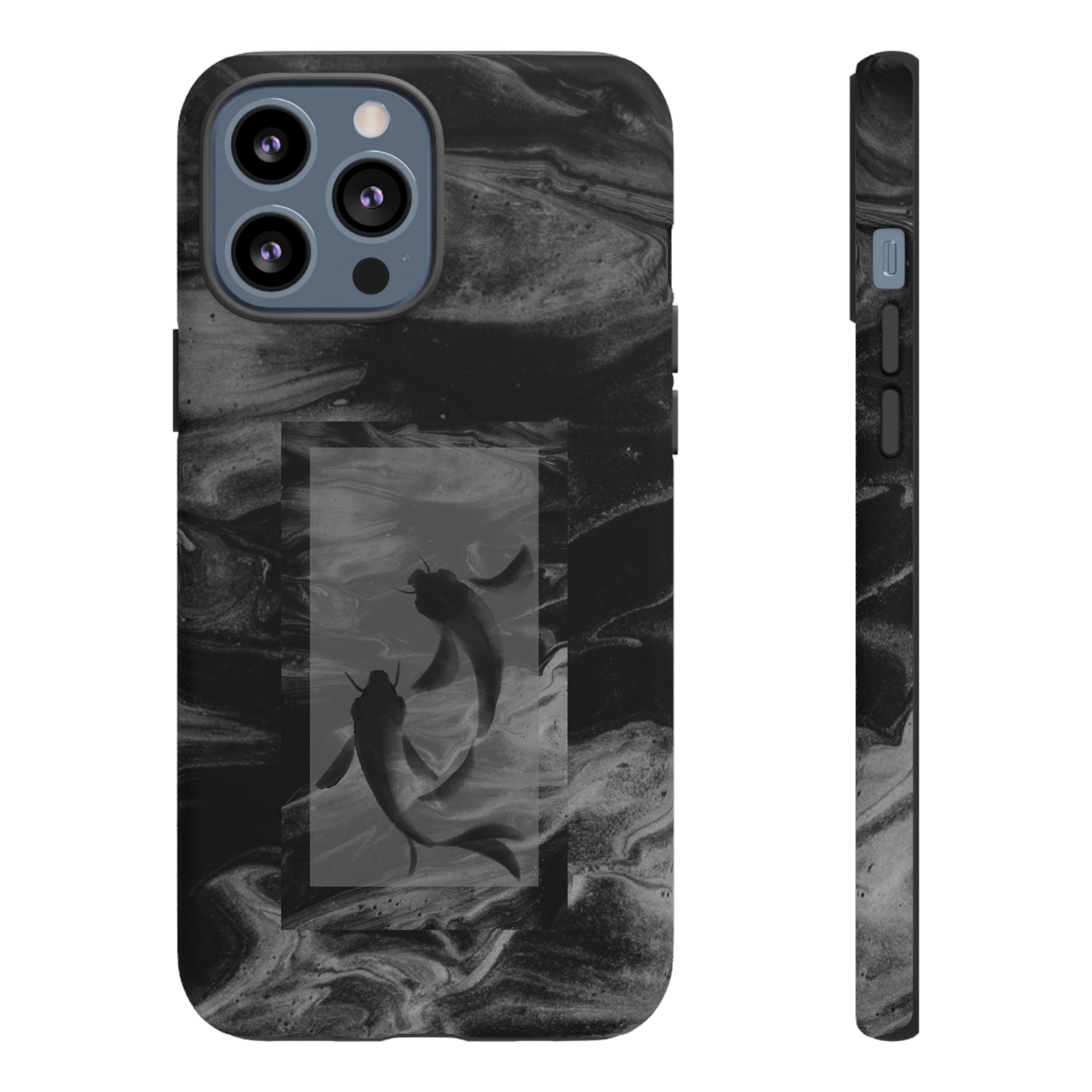 Koi Yin-Yang Marble Phone Case – Black Smoky Art Protection