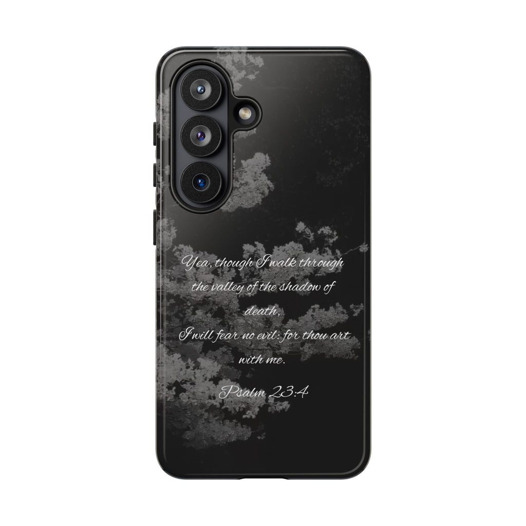 Bible Verse Phone Case — Psalm 23:4 Comfort Black Protective Cover